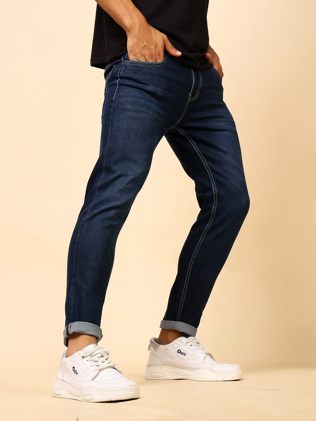 Stylox Men’s Ankle Fit Solid Jeans | Stretchable Denim Jeans for Men