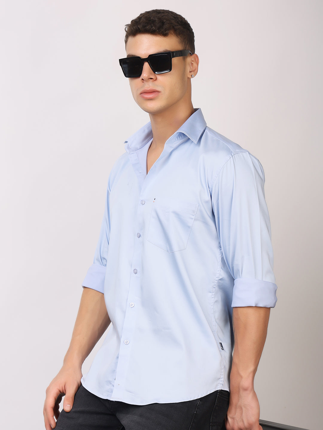 Stylox Men's Full Sleeve Solid Partywear Casual Shirt – Premium Shine Finish Cotton Blend Regular Fit Shirt for Stylish Evening & Occasion Wear - Stylox
