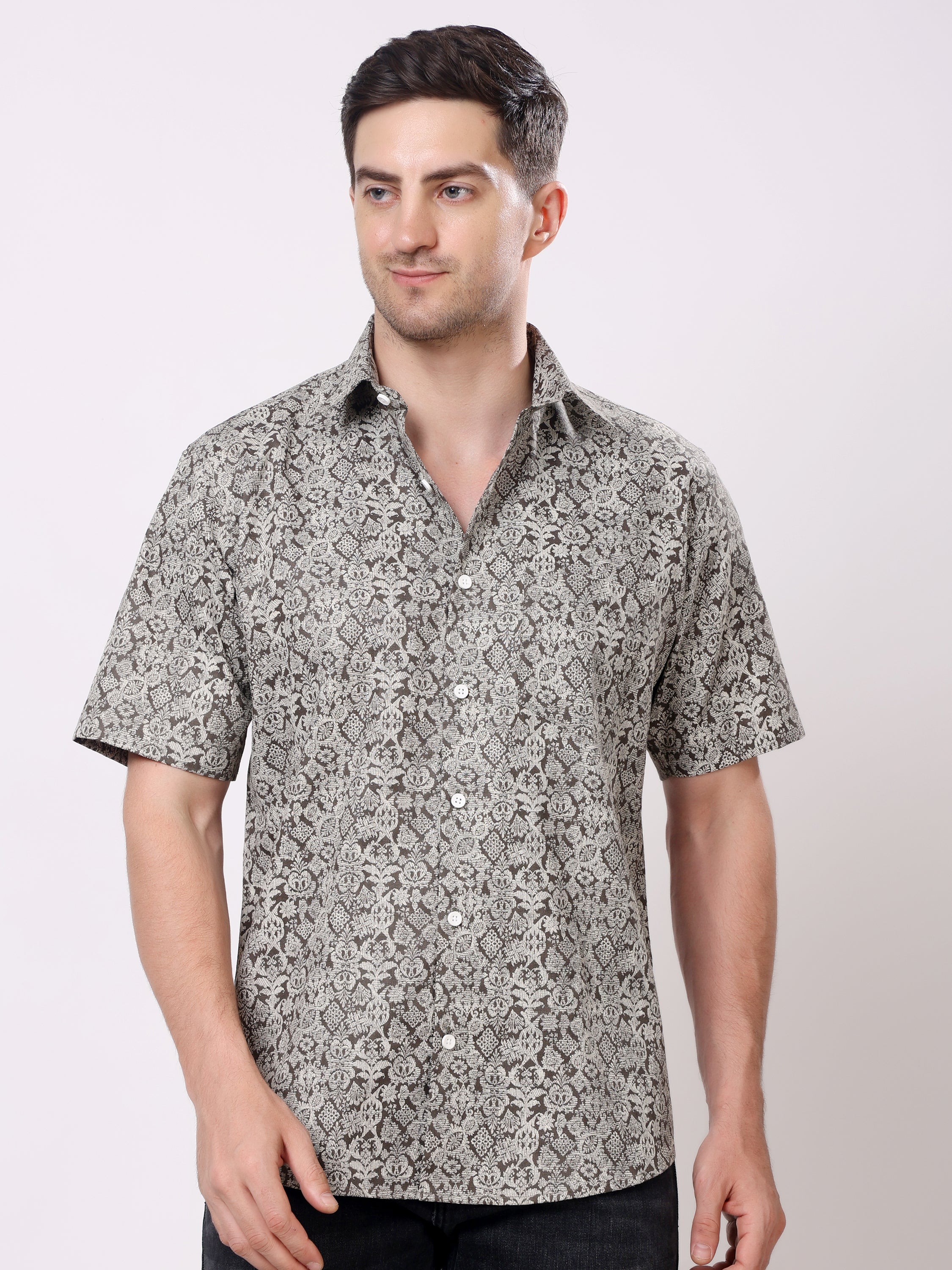 Stylox Men’s Regular Fit Half Sleeve Floral Printed Casual Stylish Summer Shirt - Stylox