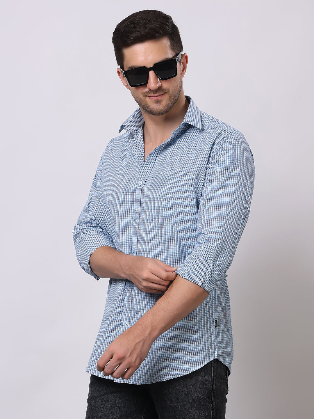 Stylox Men's Full Sleeve Check Casual Shirt – Premium Cotton Blend Regular Fit Checked Shirt for Trendy Everyday & Office Wear