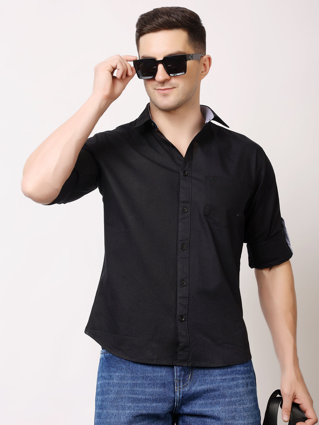 Stylox Men’s Regular Fit Oxford Full Sleeve Solid Shirt | Premium Cotton Blend Casual & Formal Wear - Stylox
