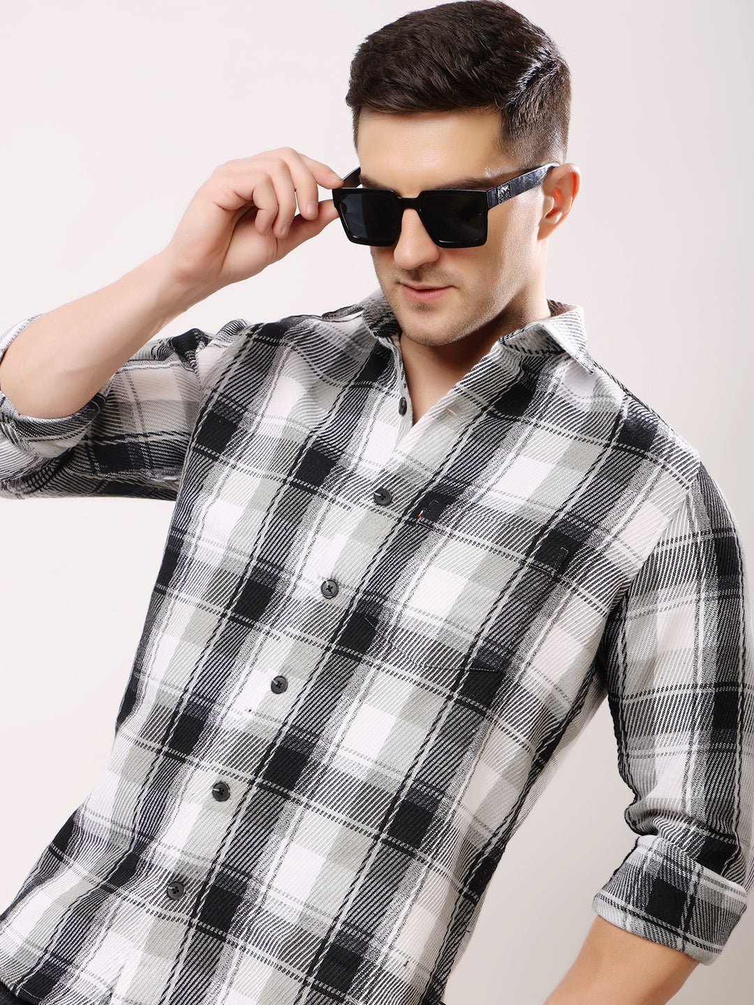 Stylox Men’s Regular Fit Full Sleeve Check Shirt | Casual & Semi-Formal Cotton Checkered Shirt - Stylox