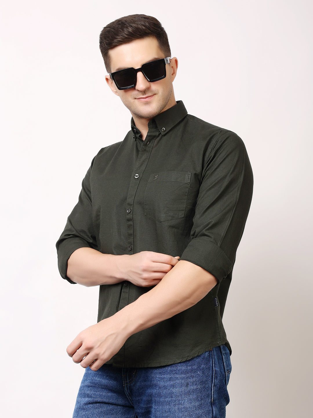 Stylox Men’s Premium Oxford Full Sleeve Solid Shirt | Casual &amp; Formal Wear | Soft Cotton Blend