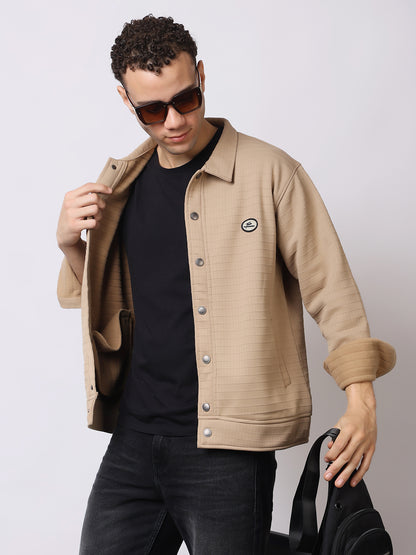 Stylox Men’s Textured Button-Down Shacket – Lightweight Casual Jacket for Winter &amp; Fall