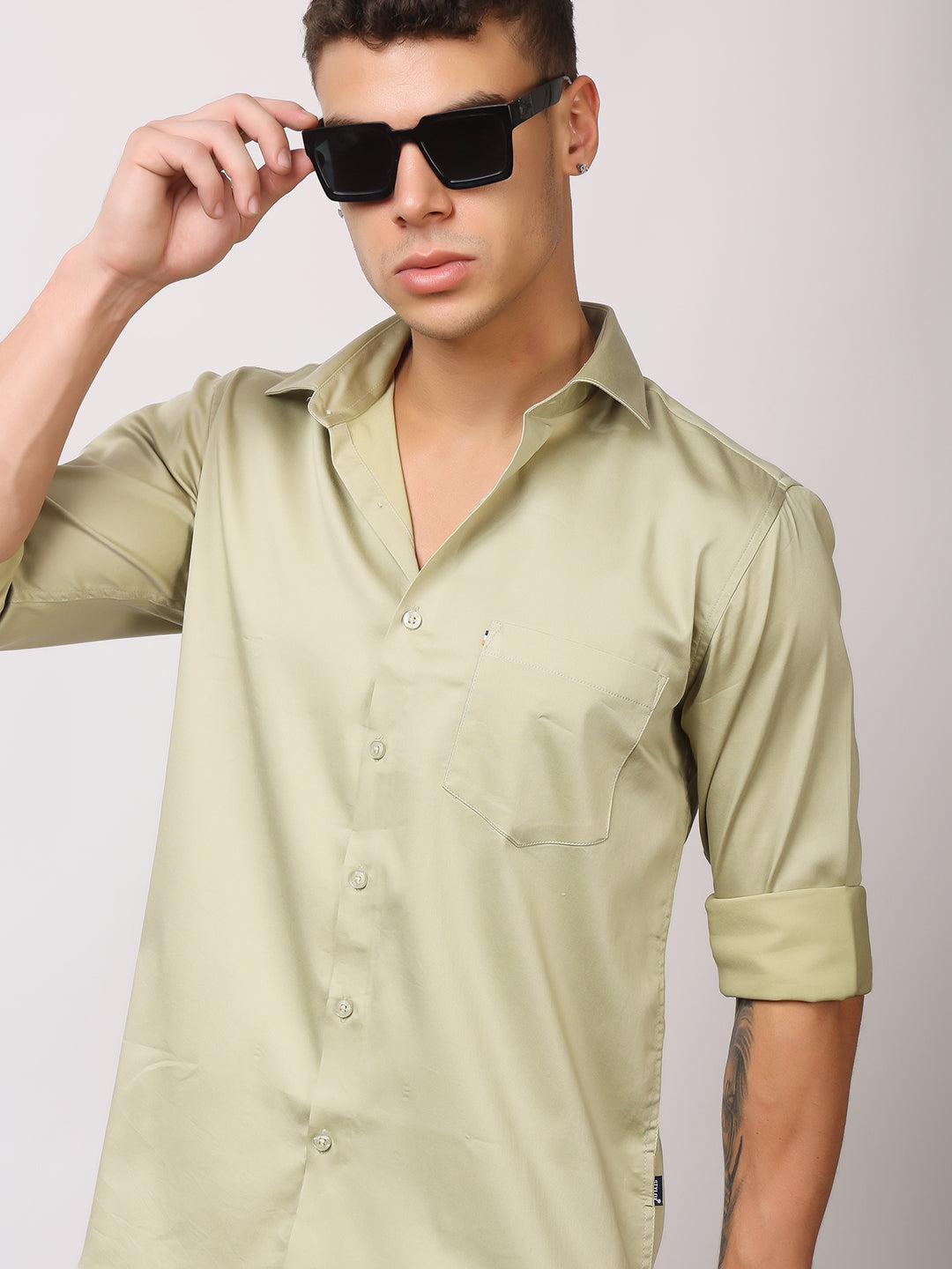Stylox Men's Full Sleeve Solid Partywear Casual Shirt – Premium Shine Finish Cotton Blend Regular Fit Shirt for Stylish Evening & Occasion Wear - Stylox