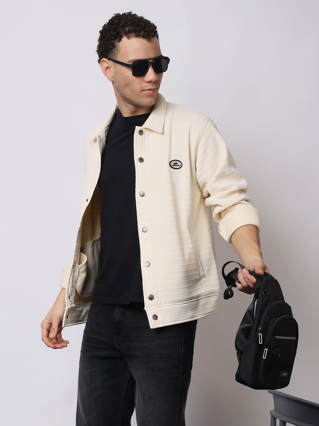 Stylox Men’s Textured Button-Down Shacket – Lightweight Casual Jacket for Winter &amp; Fall