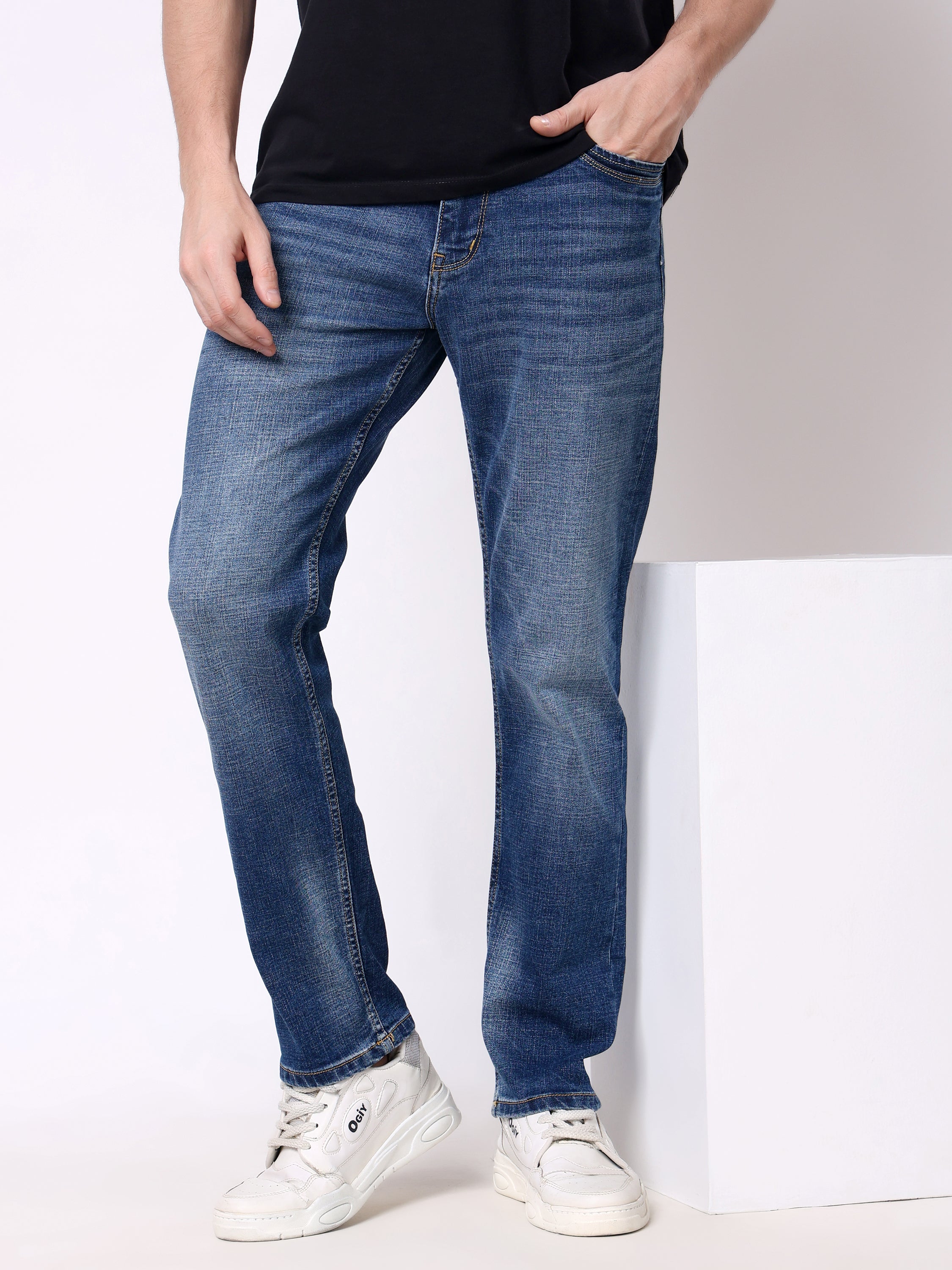 Stylox Men’s Stretchable Slim Fit Mid-Rise Casual Denim Jeans - Stylox
