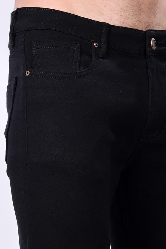 Stylox Men’s Ankle Fit Mid-Rise Denim Jeans (Black) - Stylox