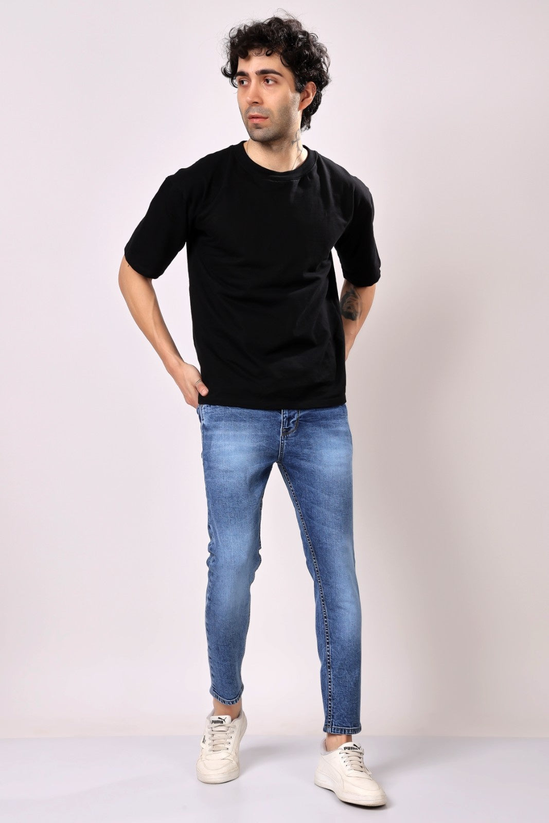 STYLOX Men’s Dark Blue Ankle Fit Denim Jeans - Stylox
