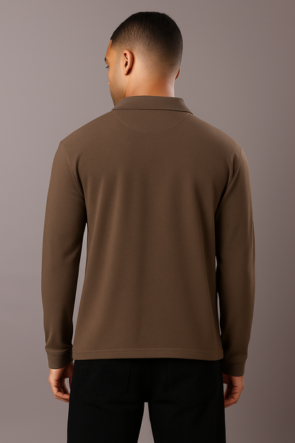 Stylox Men’s Long Sleeve Polo T-Shirt with Cut &amp; Sew Design