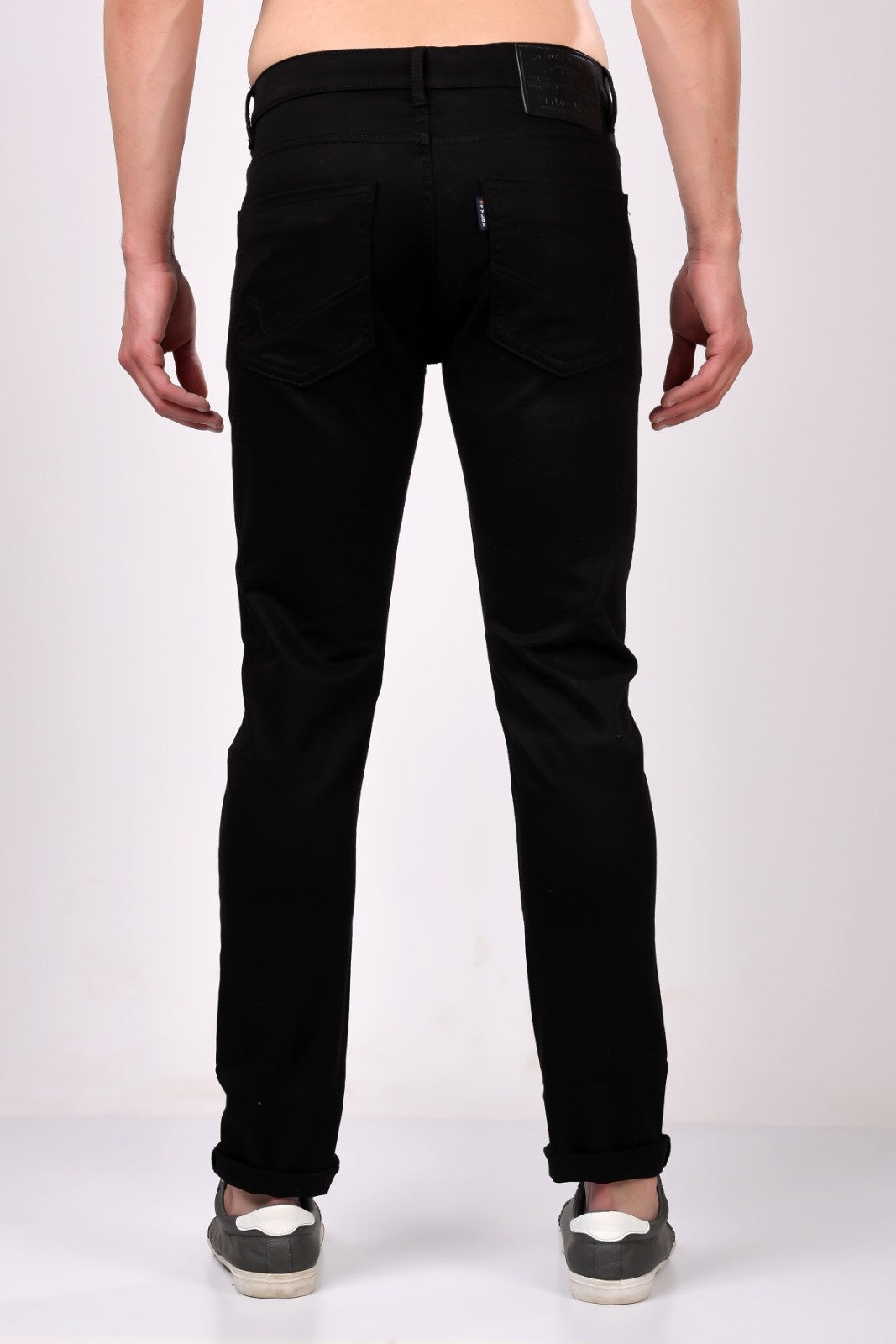 Stylox Men's Slim Fit Mid-Rise Solid Denim Jeans (Black) - Stylox
