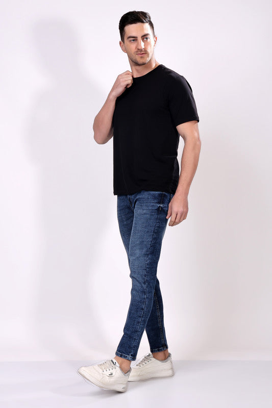 STYLOX Men’s Dark Blue Ankle Fit Jeans - Premium Denim,