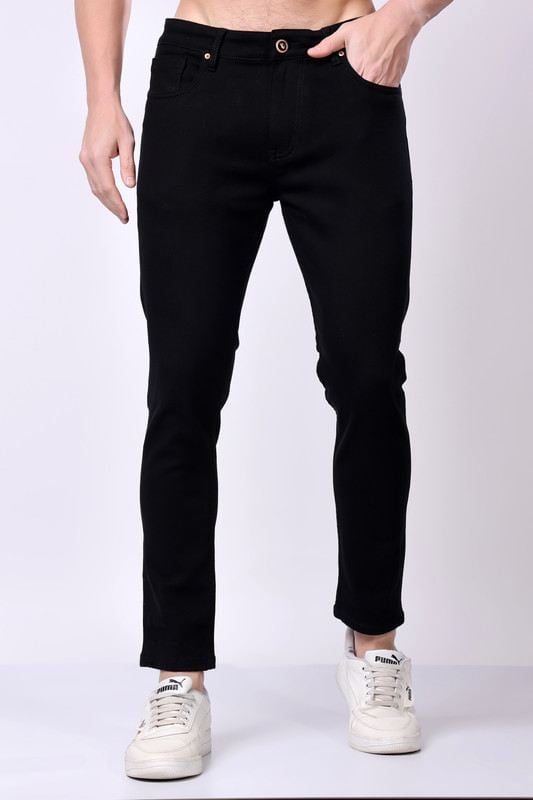 Stylox Men’s Ankle Fit Mid-Rise Denim Jeans (Black) - Stylox