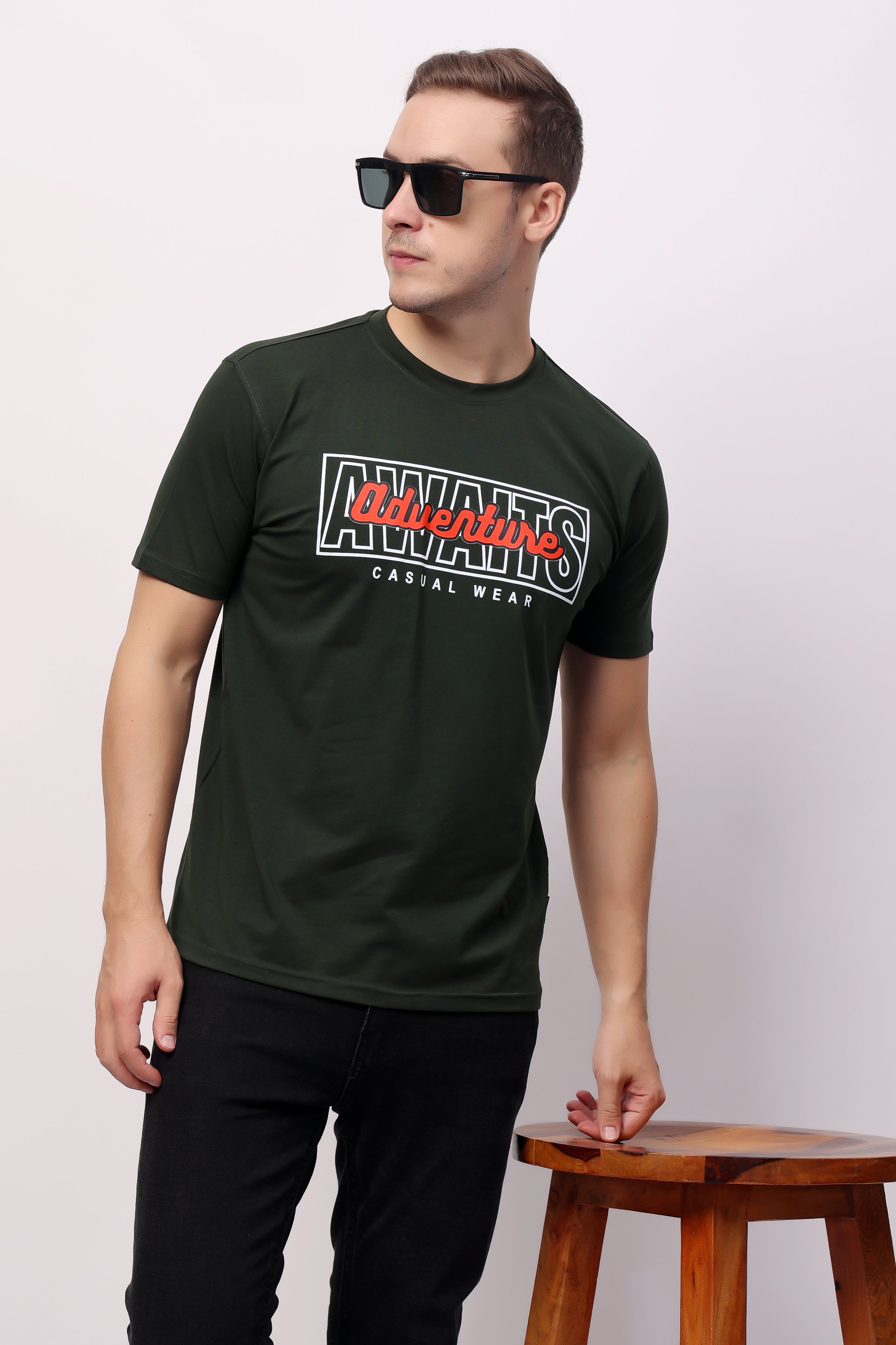 STYLOX MEN CREW NECK PRINTED T-SHIRT FOR MEN - Stylox