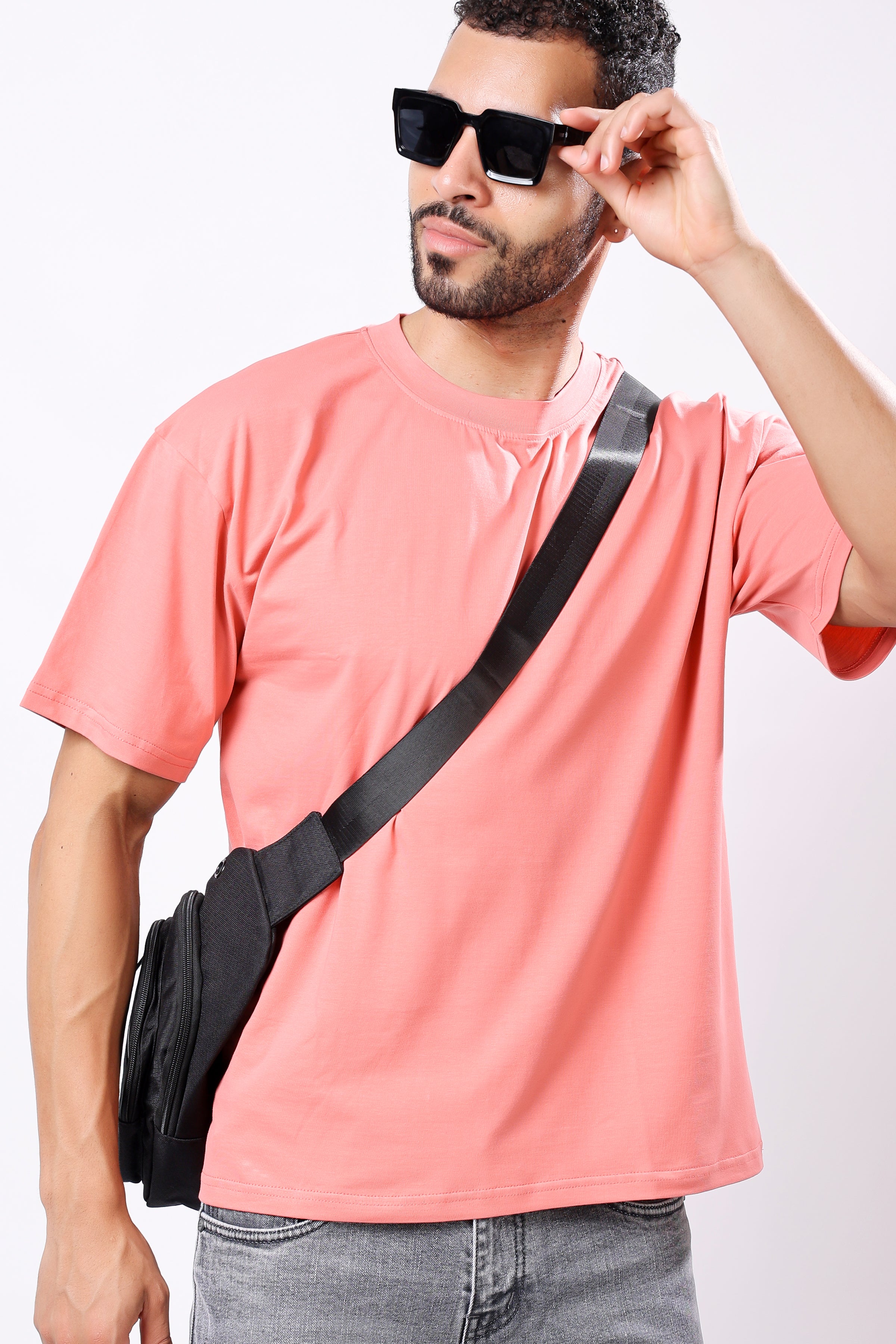 Stylox Men’s Drop Shoulder Round Neck Solid T-Shirt – Oversized Fit, Trendy &amp; Comfortable Casual Wear
