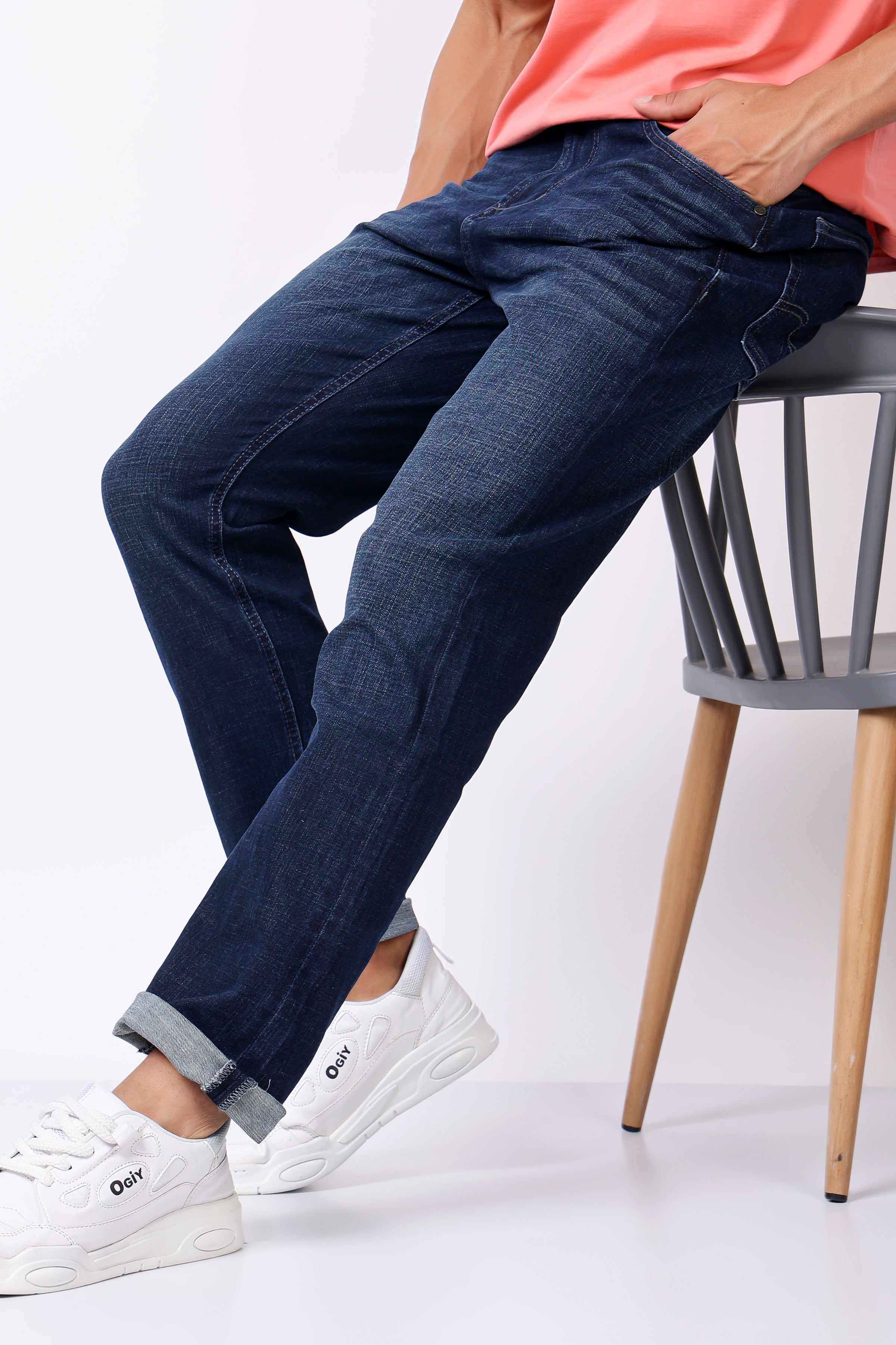Stylox Men’s Relaxed Fit Denim Jeans - Dark Blue, Light Blue