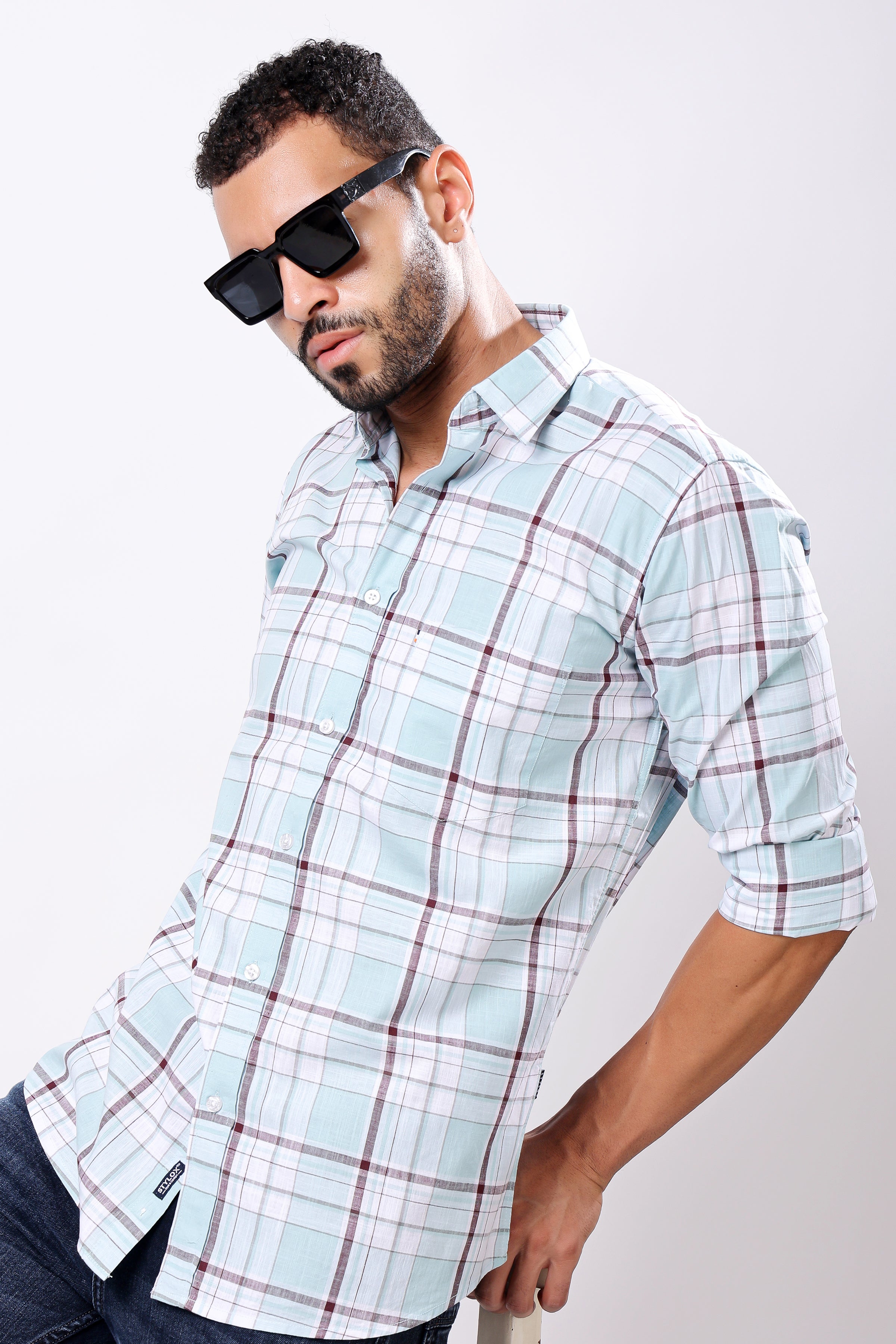 Stylox Regular Fit Full Sleeve Casual Check Shirt - Stylox