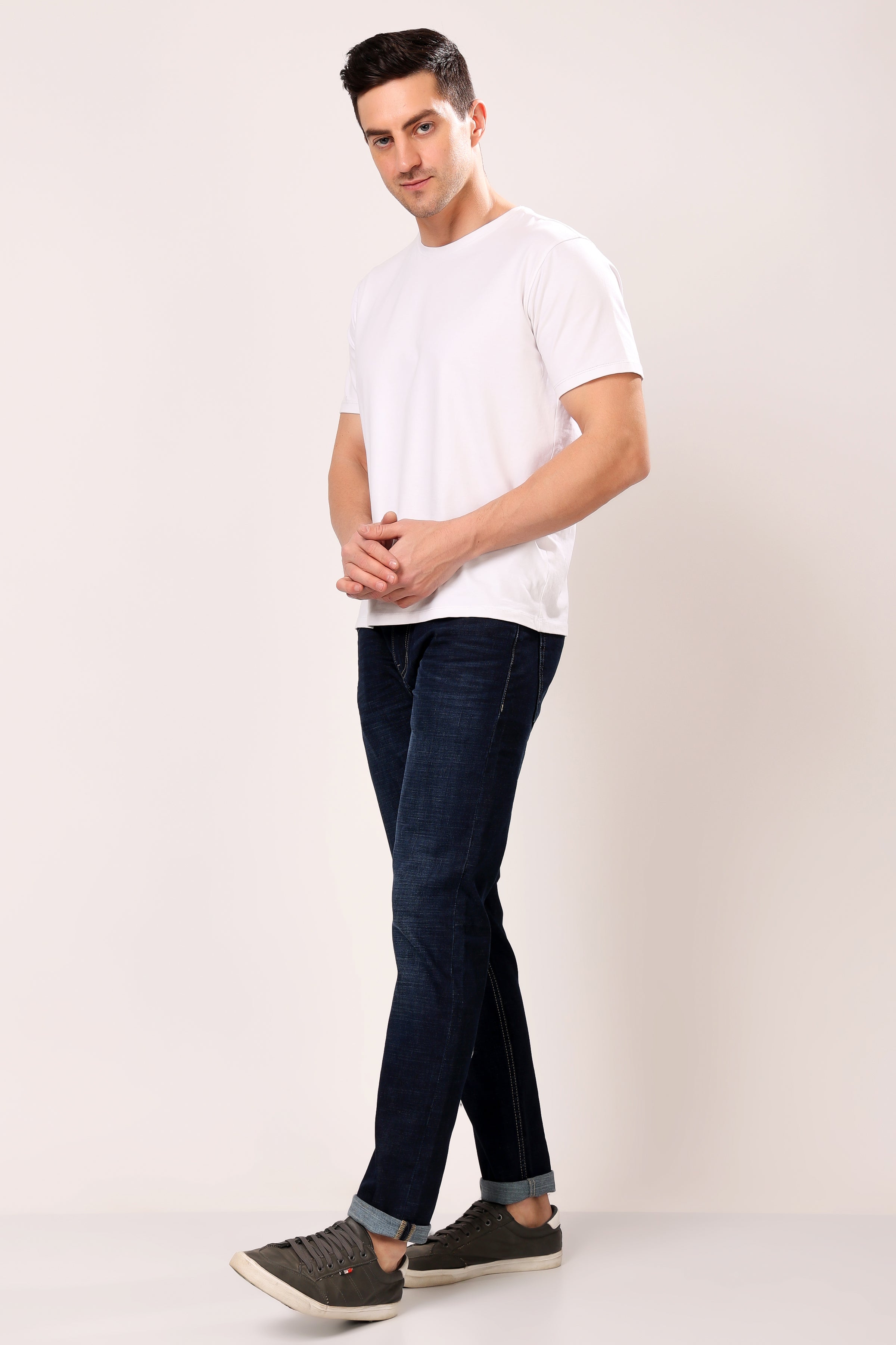 Stylox Slim Fit Denim Jeans - Mid Dark Blue, - Stylox