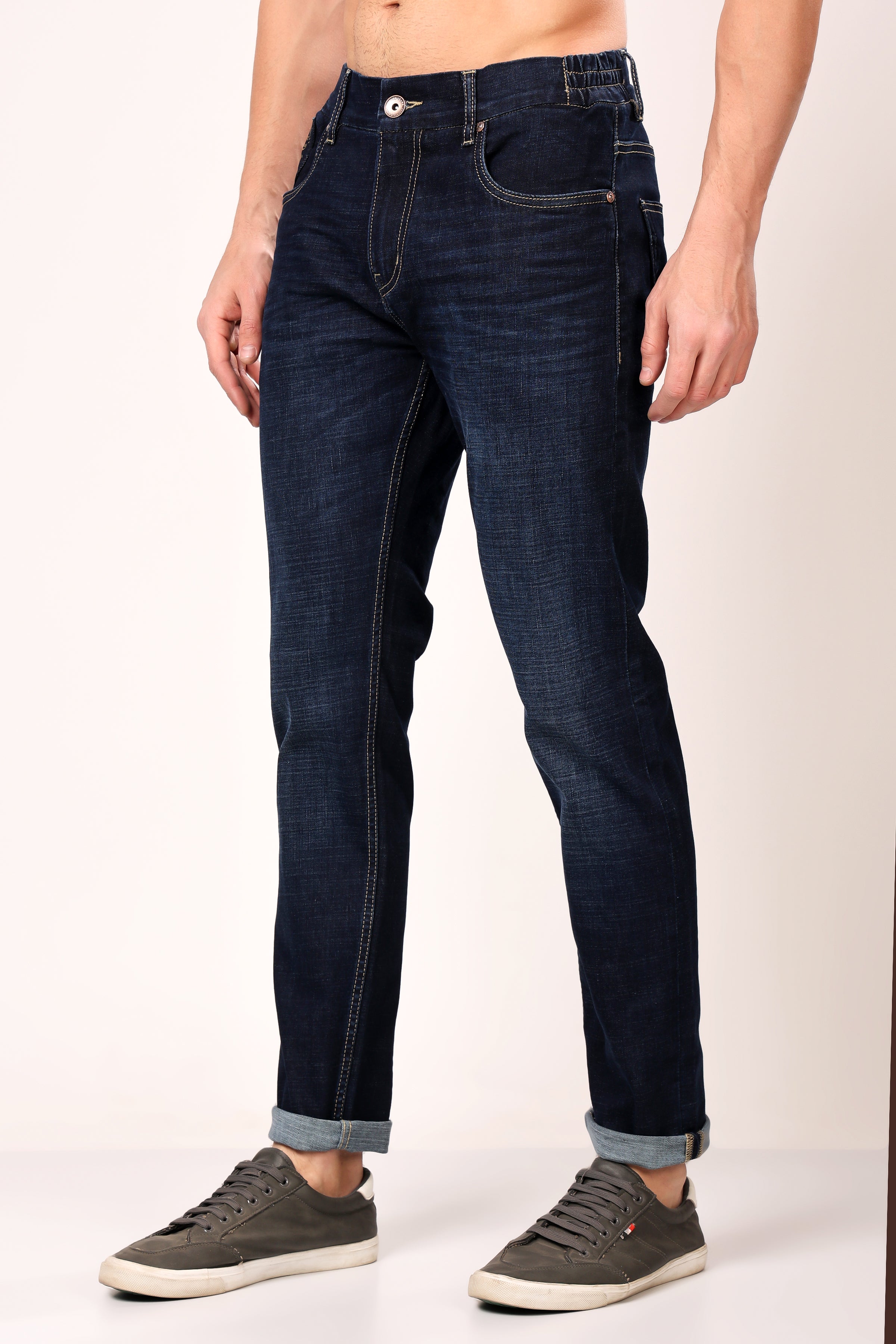 Stylox Slim Fit Denim Jeans - Mid Dark Blue, - Stylox