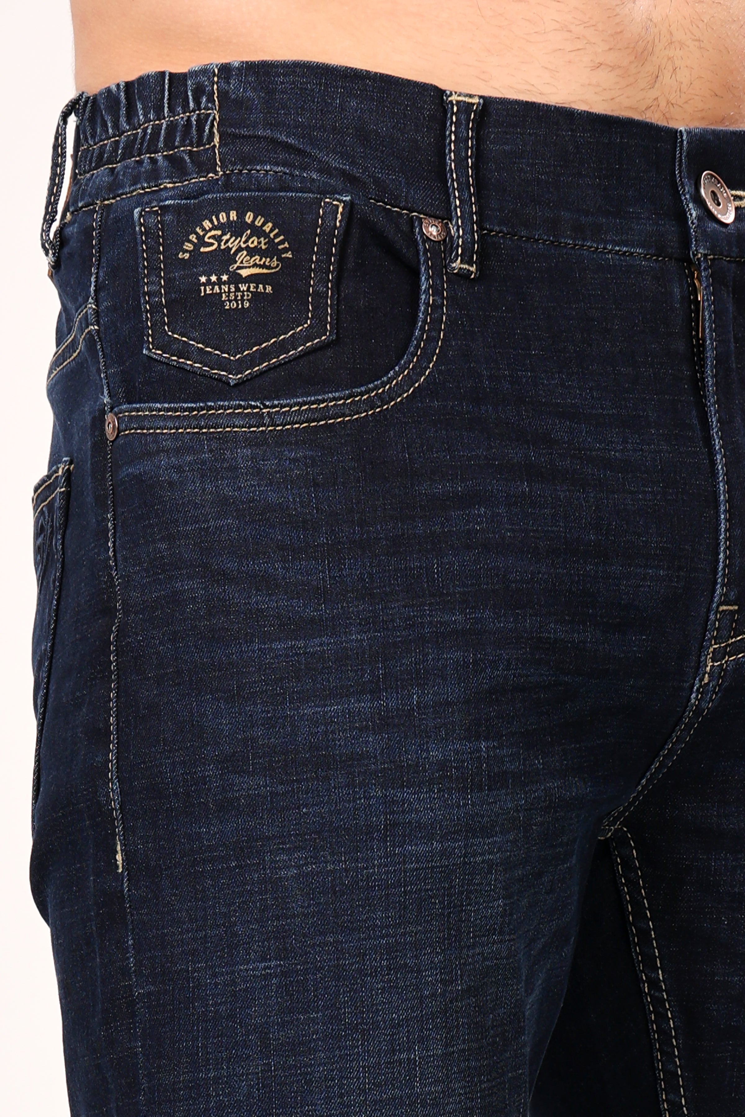 Stylox Slim Fit Denim Jeans - Mid Dark Blue, - Stylox