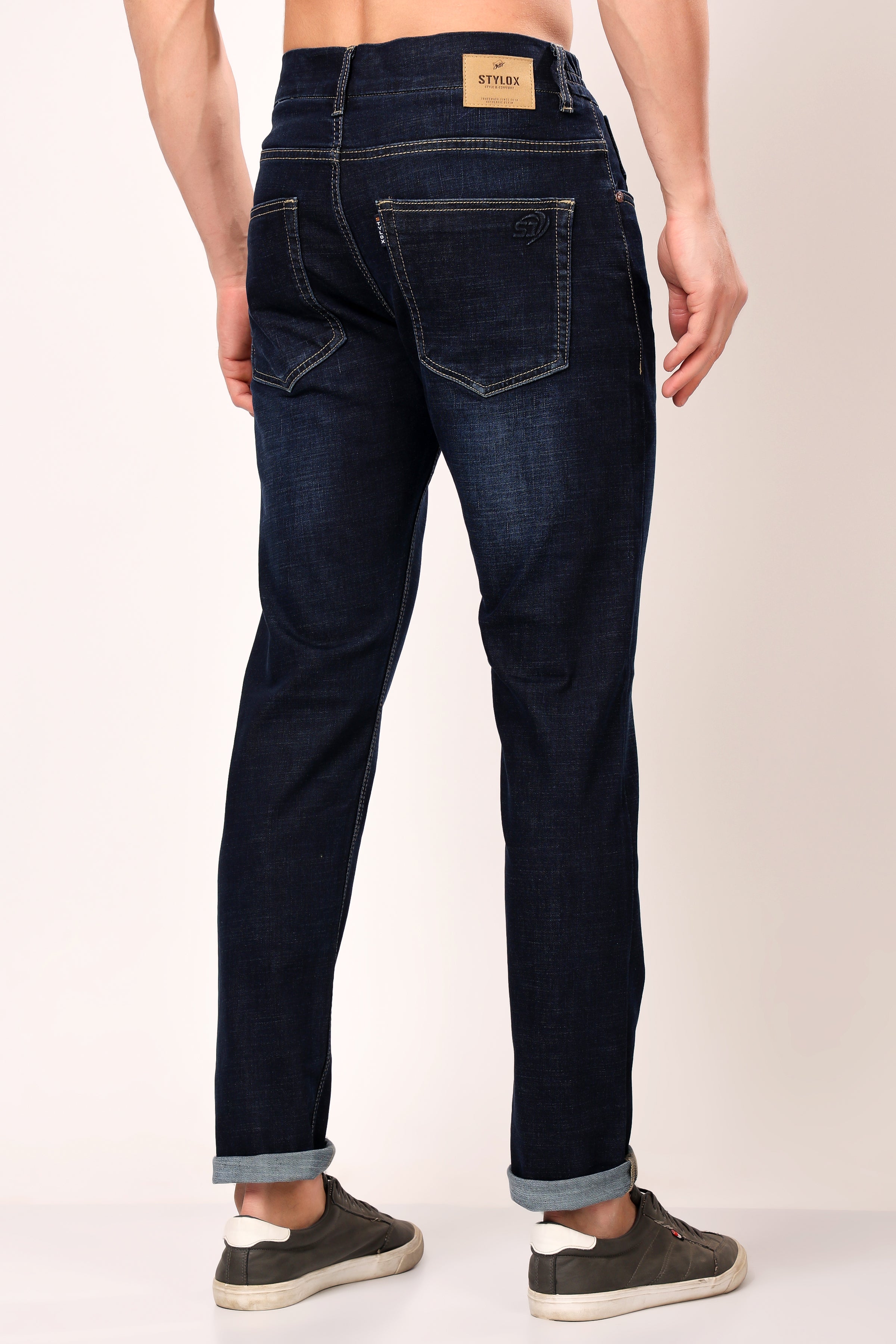 Stylox Slim Fit Denim Jeans - Mid Dark Blue, - Stylox
