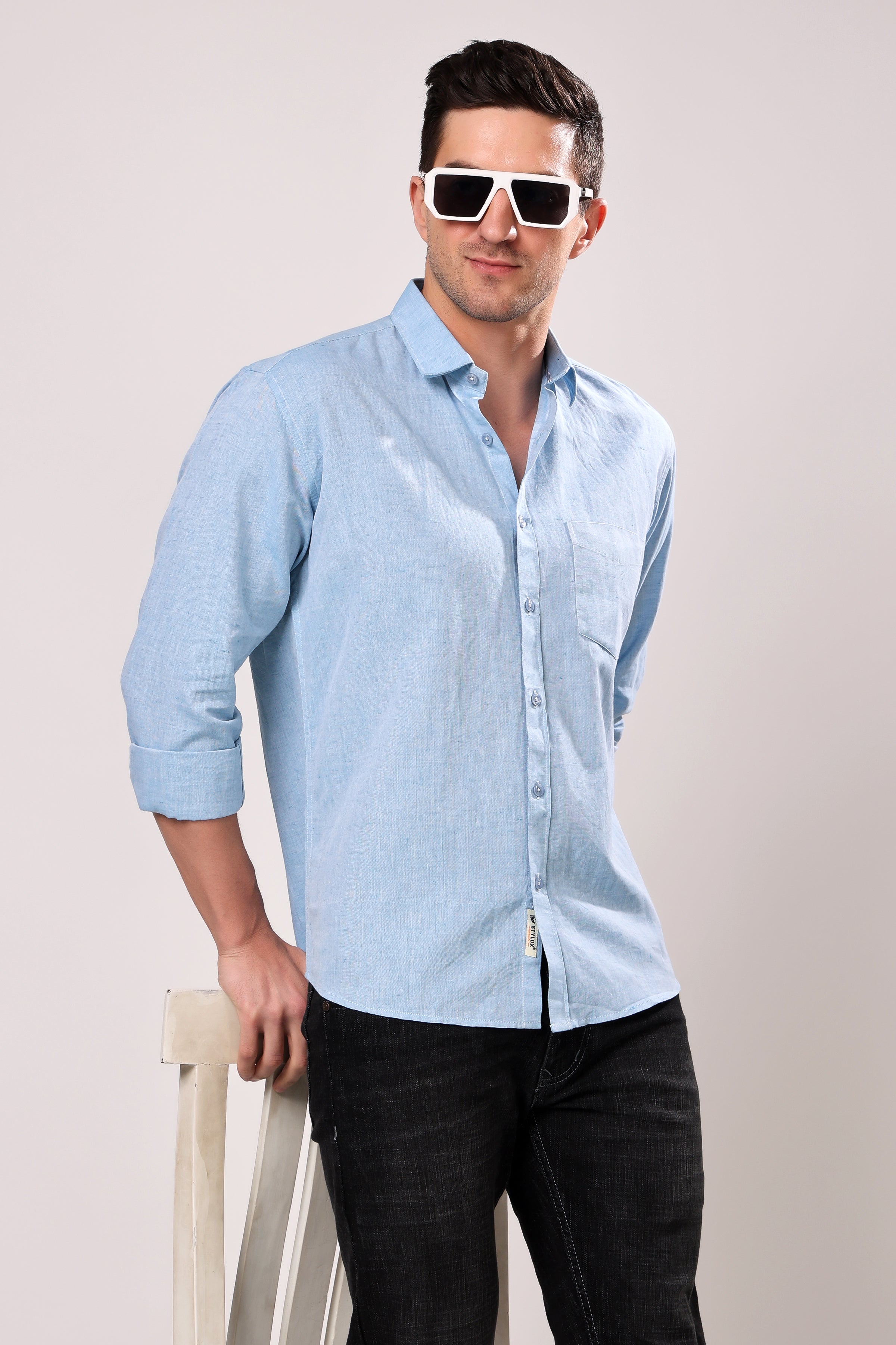 STYLOX SOLID SKY BLUE SHIRT