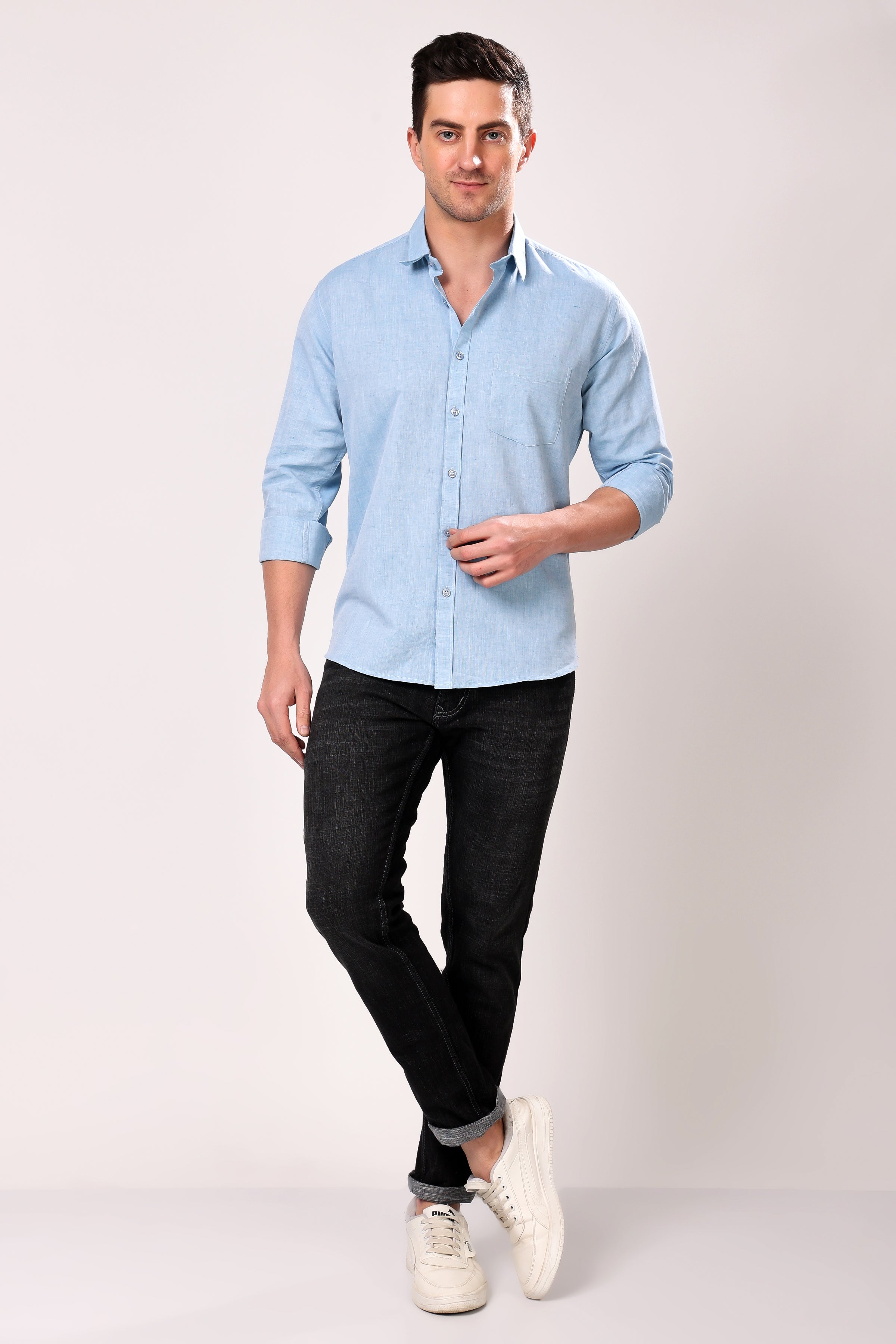STYLOX SOLID SKY BLUE SHIRT - Stylox