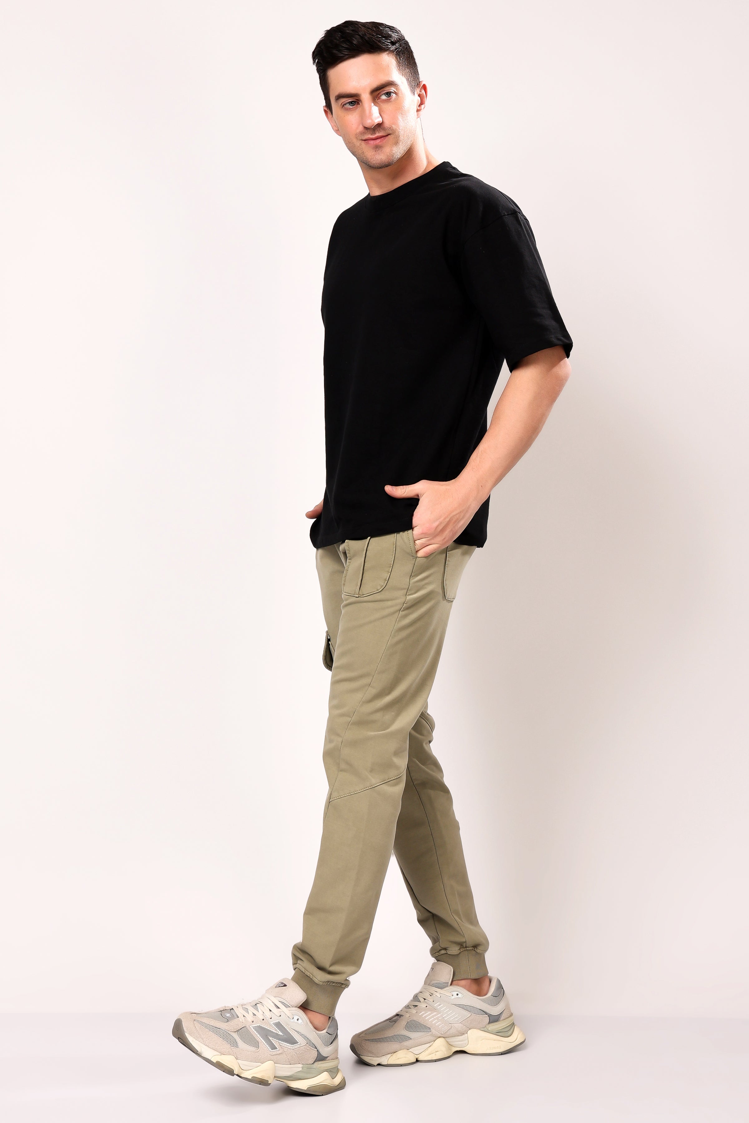 Stylox Men’s Slim Fit Stretchable Cotton Blend Joggers with Elastic Waist
