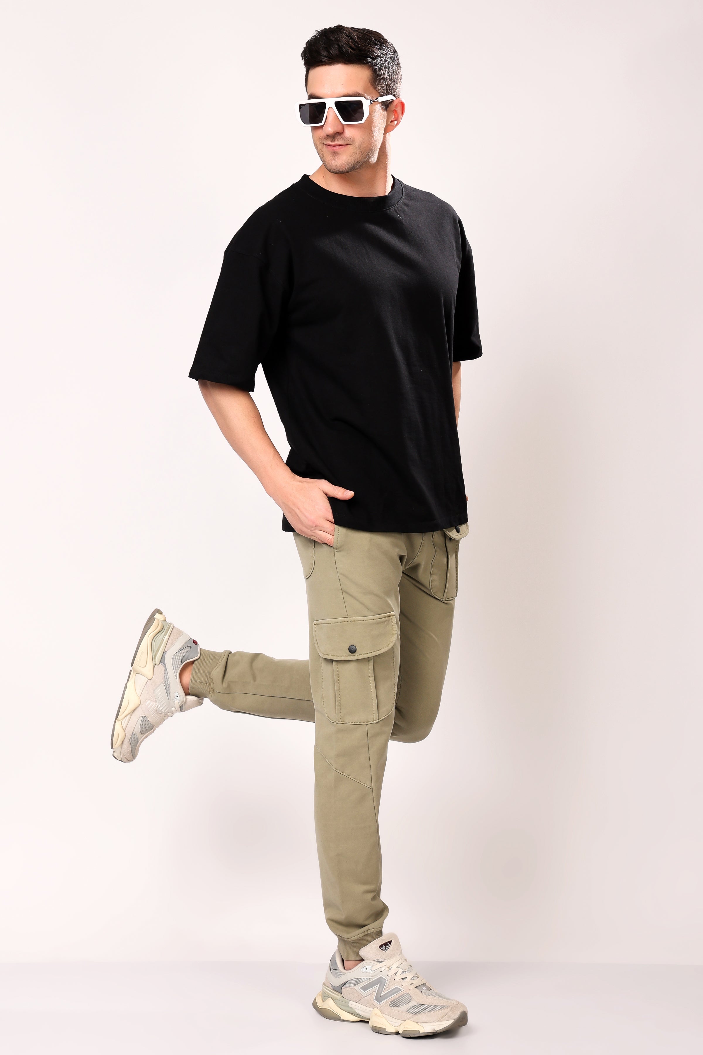 Stylox Men’s Slim Fit Stretchable Cotton Blend Joggers with Elastic Waist