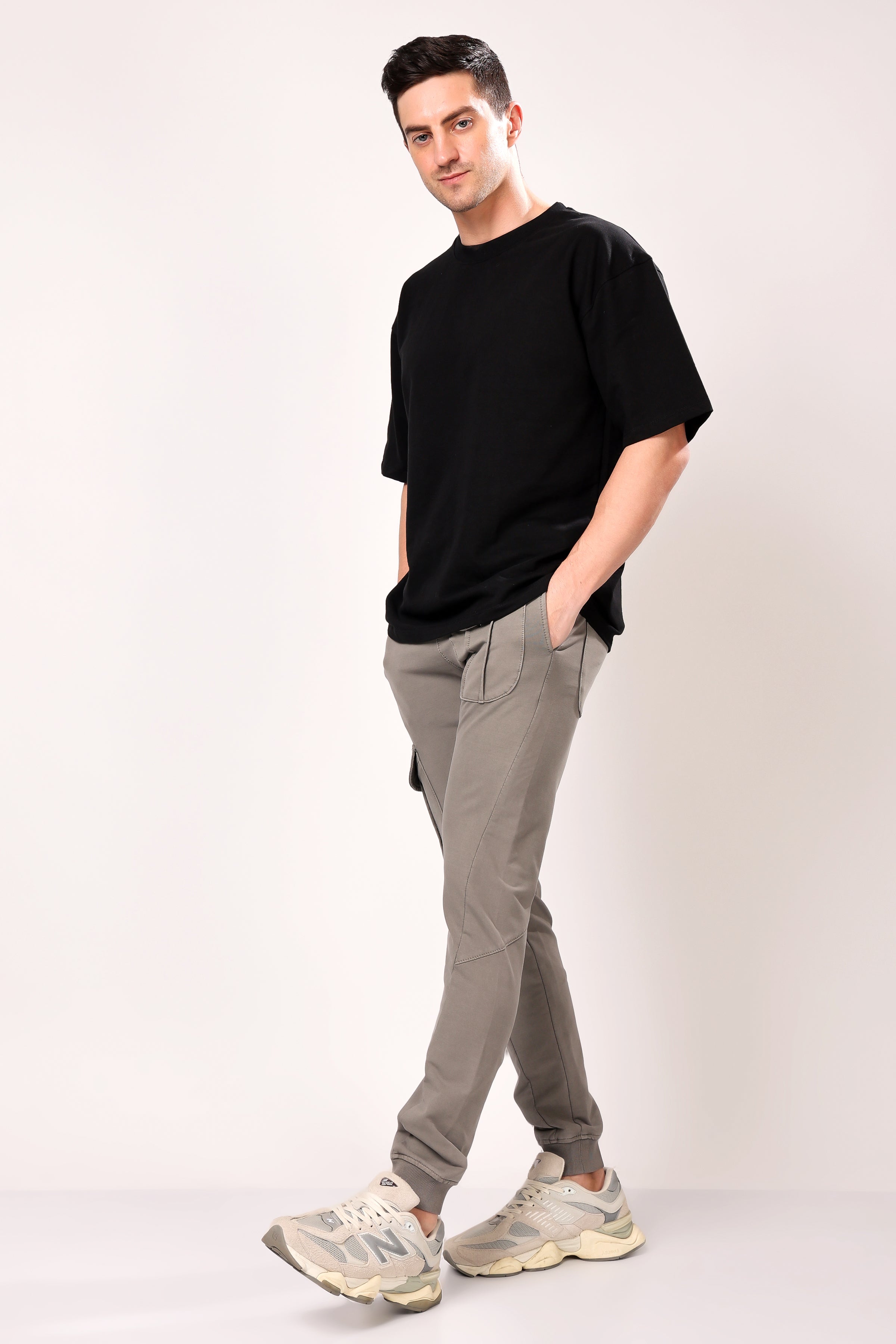 Stylox Men’s Slim Fit Stretchable Cotton Blend Joggers with Elastic Waist