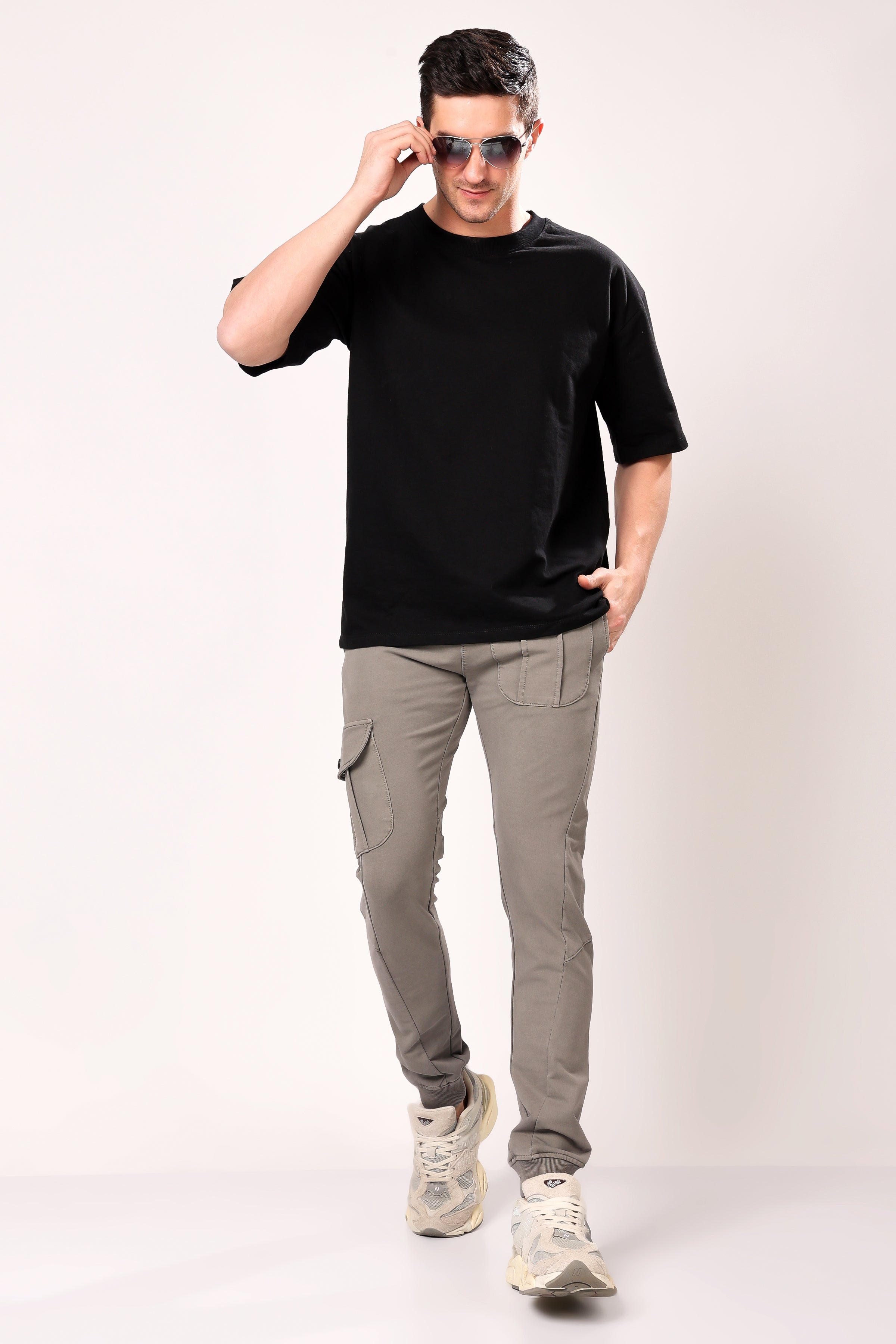 Stylox Men’s Slim Fit Stretchable Cotton Blend Joggers with Elastic Waist