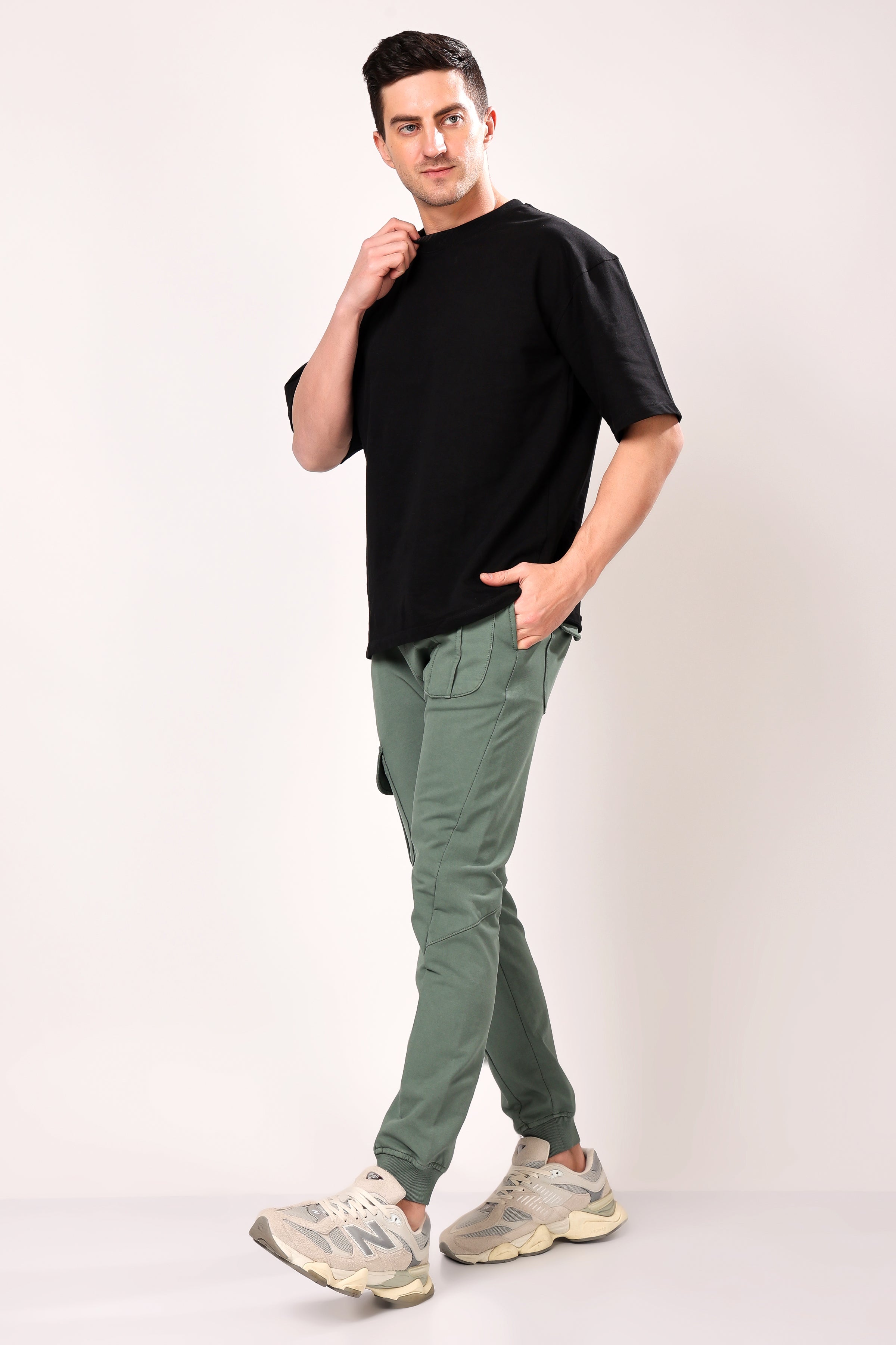 Stylox Men’s Slim Fit Stretchable Cotton Blend Joggers with Elastic Waist