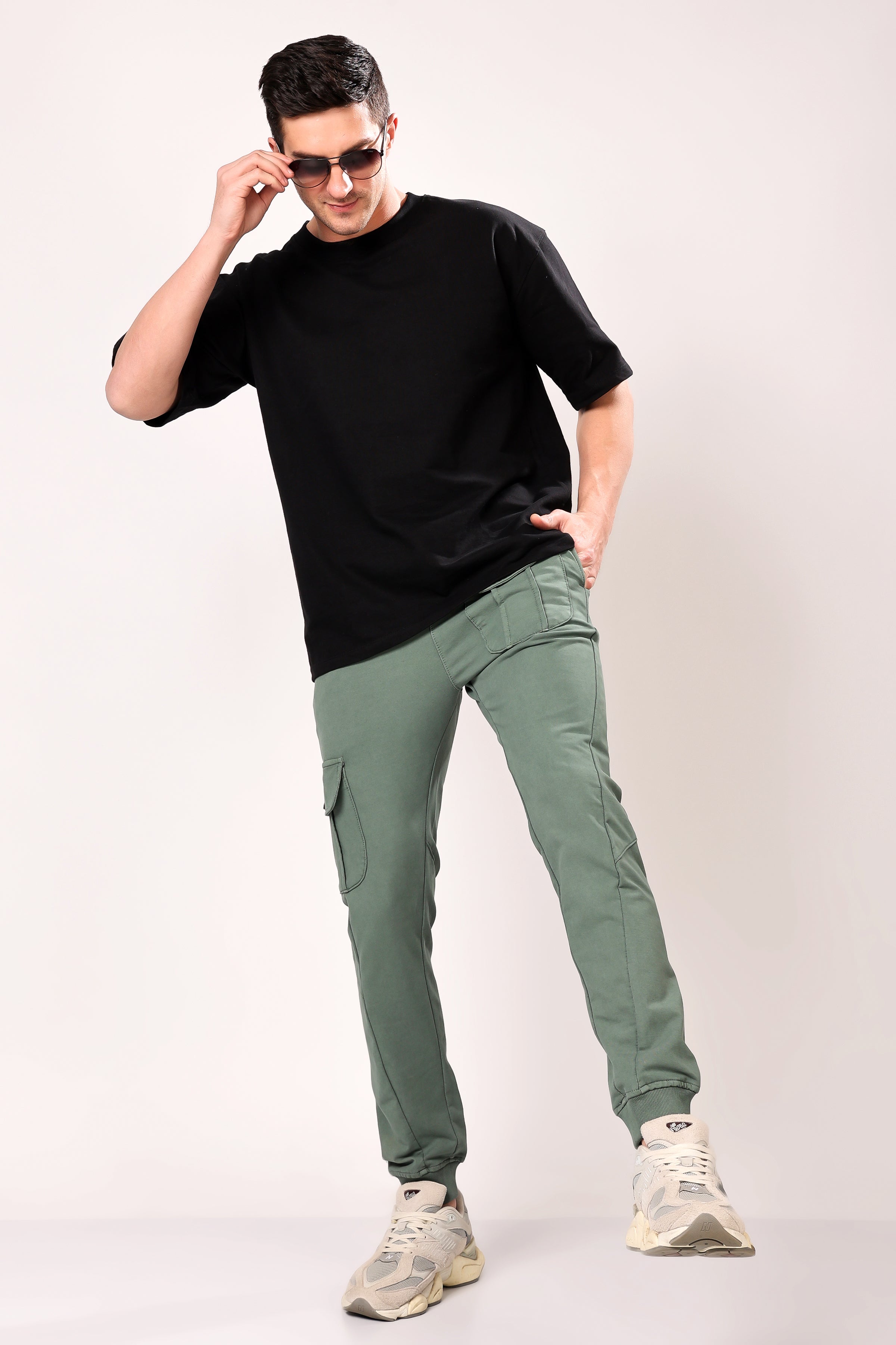 Stylox Men’s Slim Fit Stretchable Cotton Blend Joggers with Elastic Waist