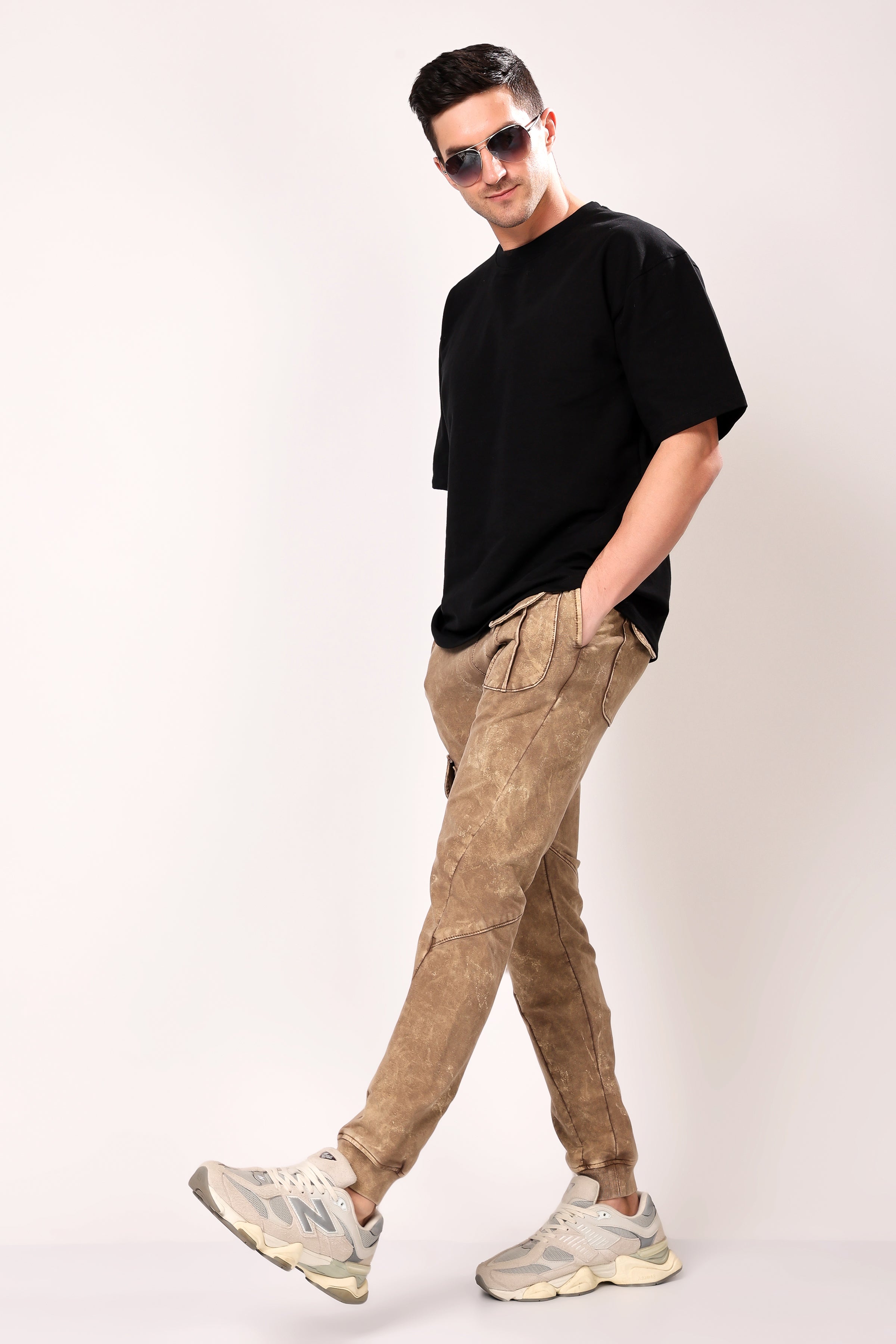 Stylox Men’s Slim Fit Joggers Stretchable Cotton Blend with Elastic Waist - Stylox