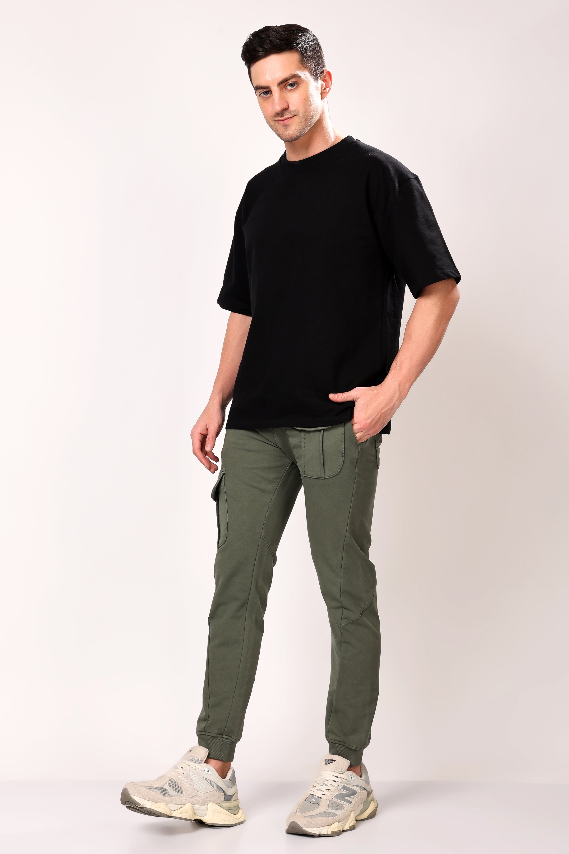 Stylox Men’s Slim Fit Stretchable Cotton Blend Joggers with Elastic Waist