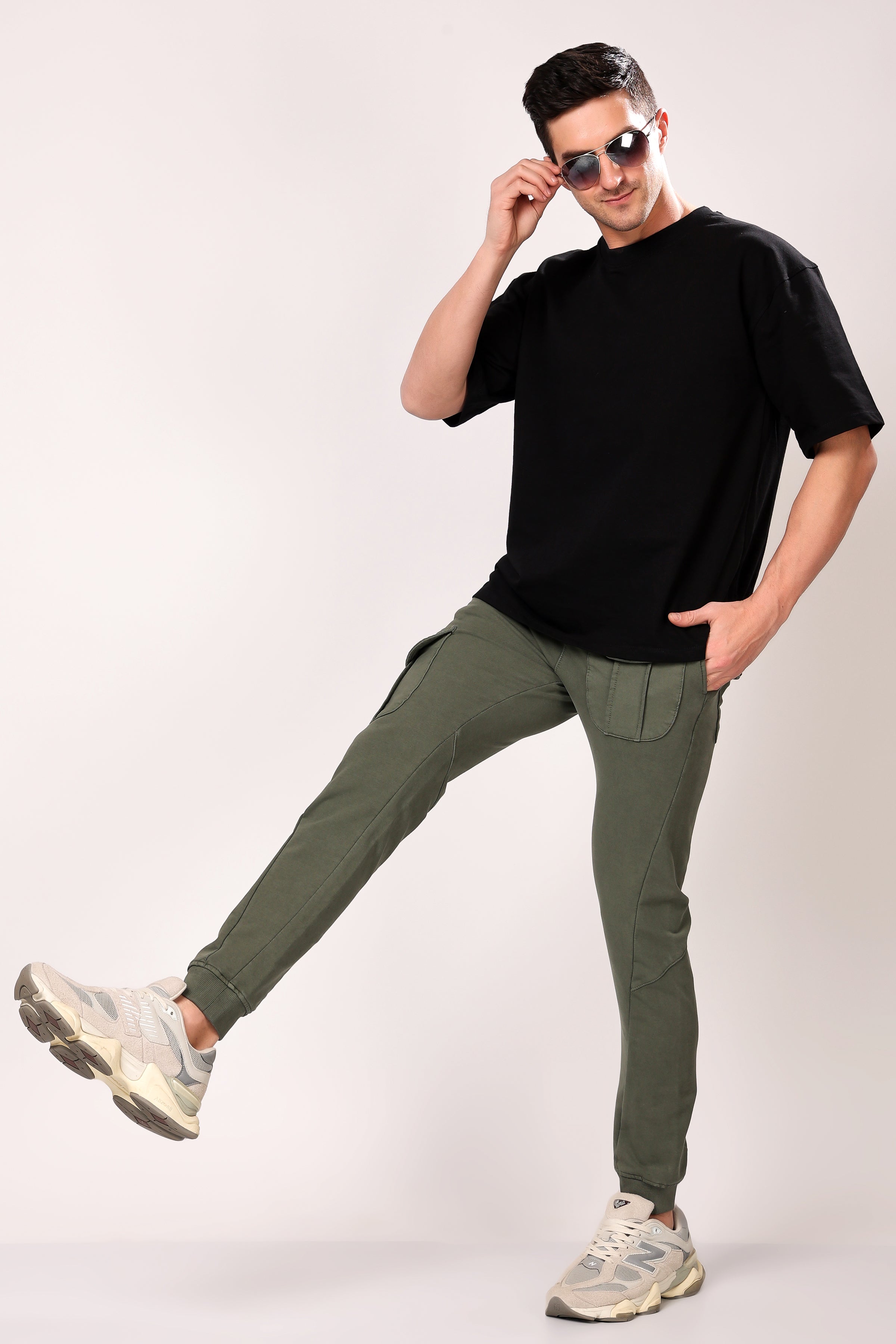 Stylox Men’s Slim Fit Stretchable Cotton Blend Joggers with Elastic Waist