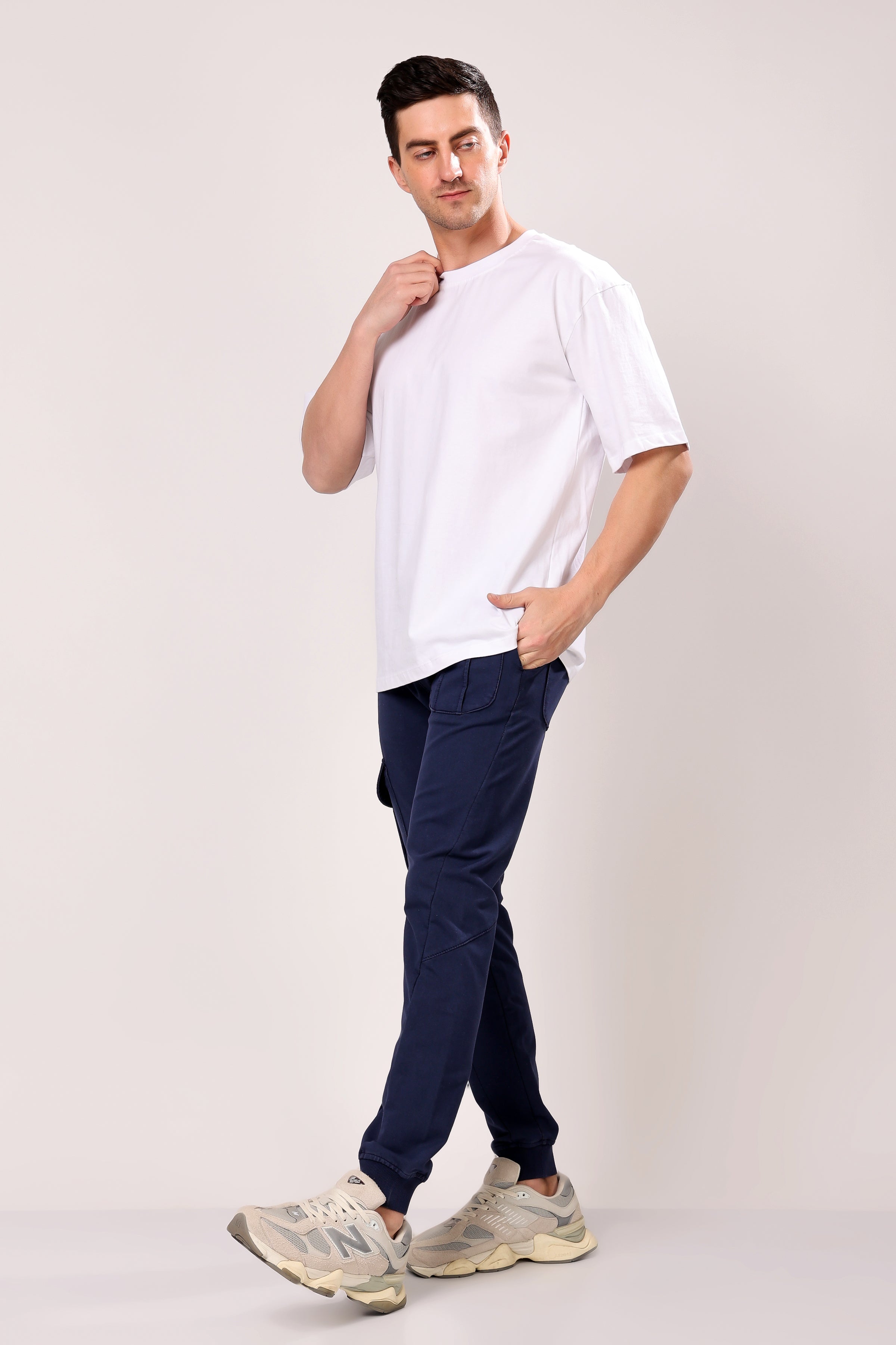 Stylox Men’s Slim Fit Stretchable Cotton Blend Joggers with Elastic Waist