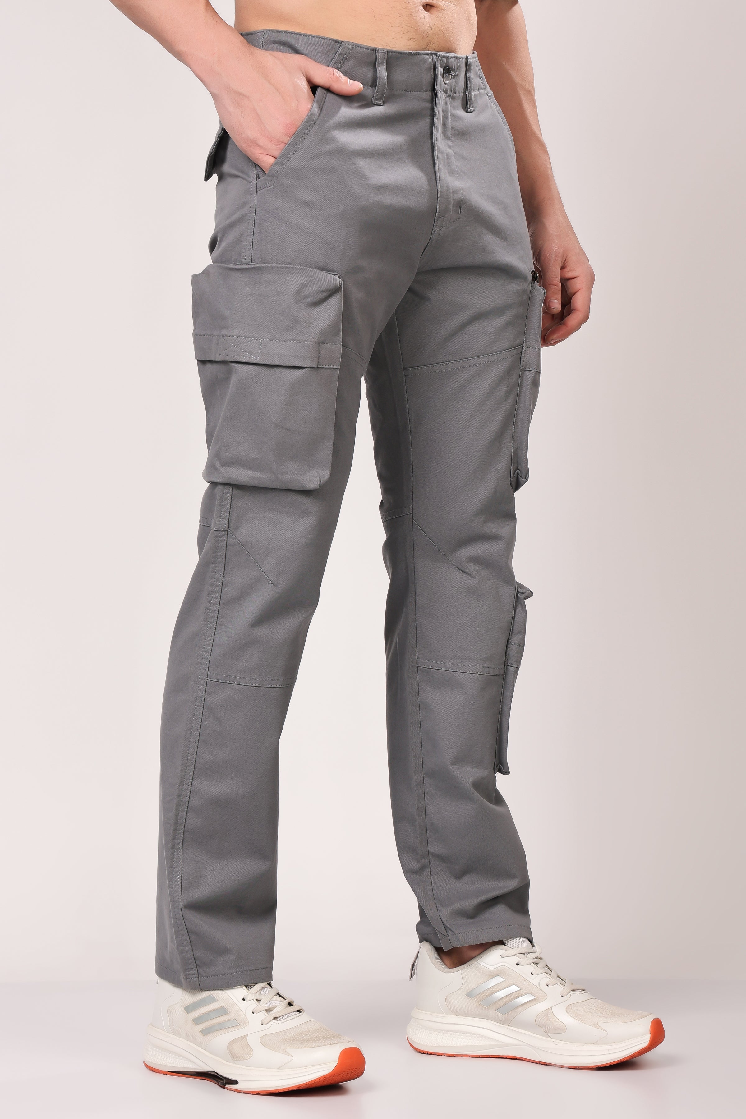 STYLOX Slim Fit Cargo Denim Jeans - Grey, - Stylox