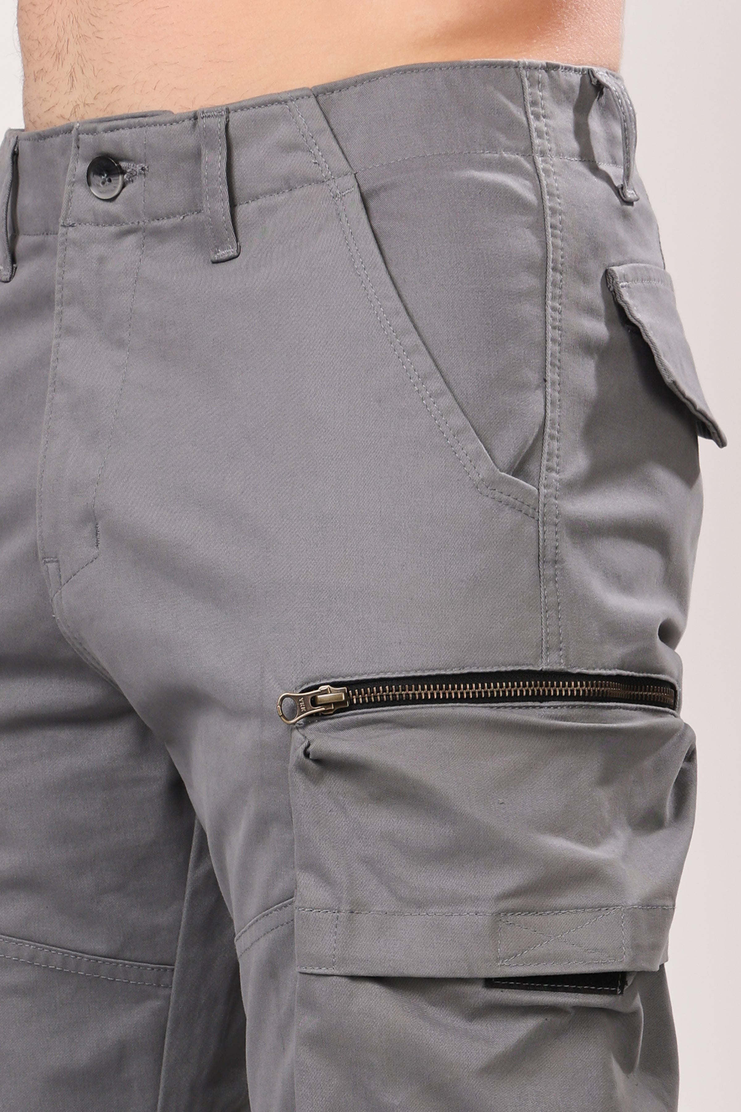 STYLOX Slim Fit Cargo Denim Jeans - Grey, - Stylox