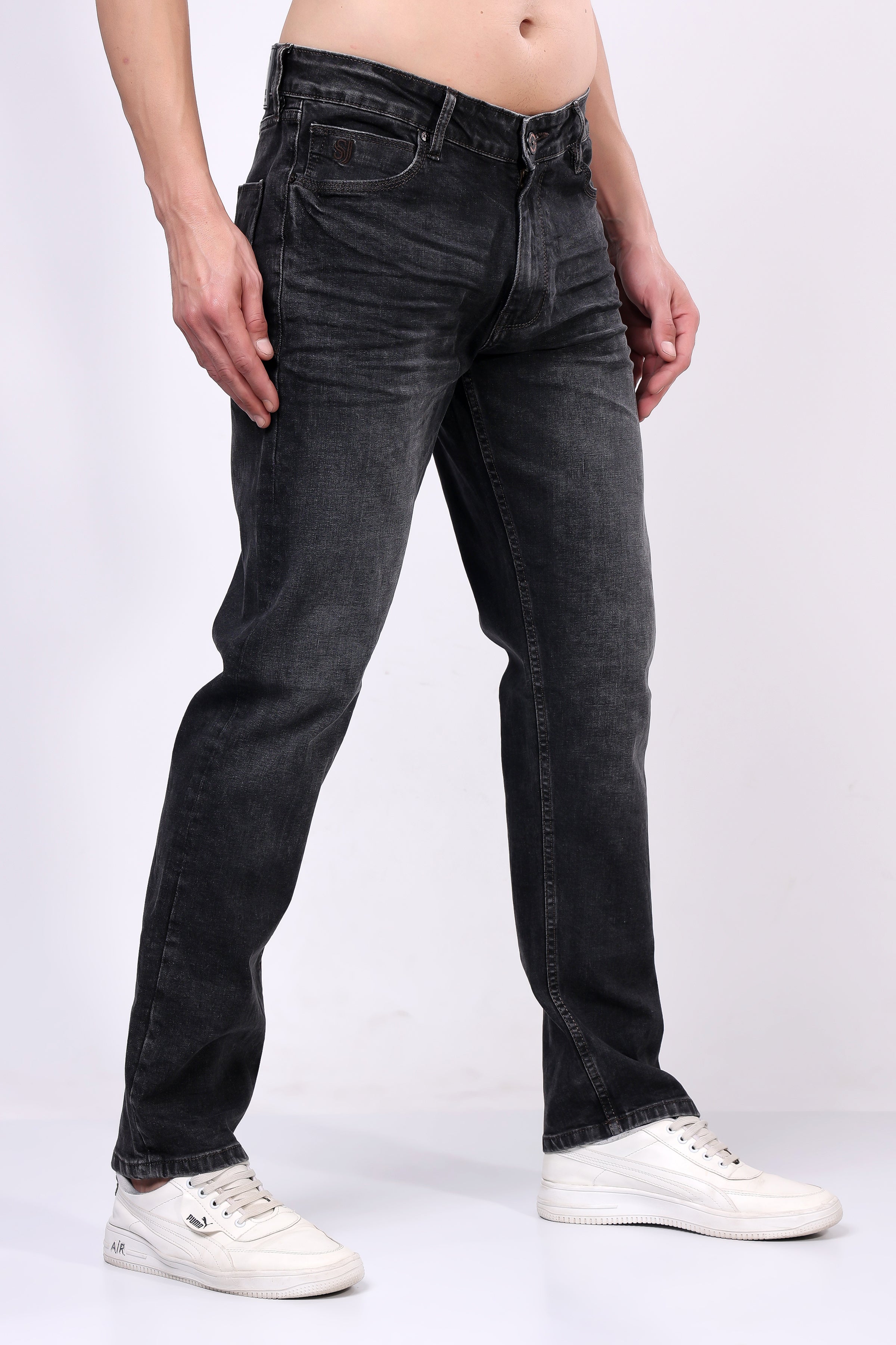 Stylox Slim Fit Mid-Rise Stretchable Denim Jeans for Men - Grey | - Stylox