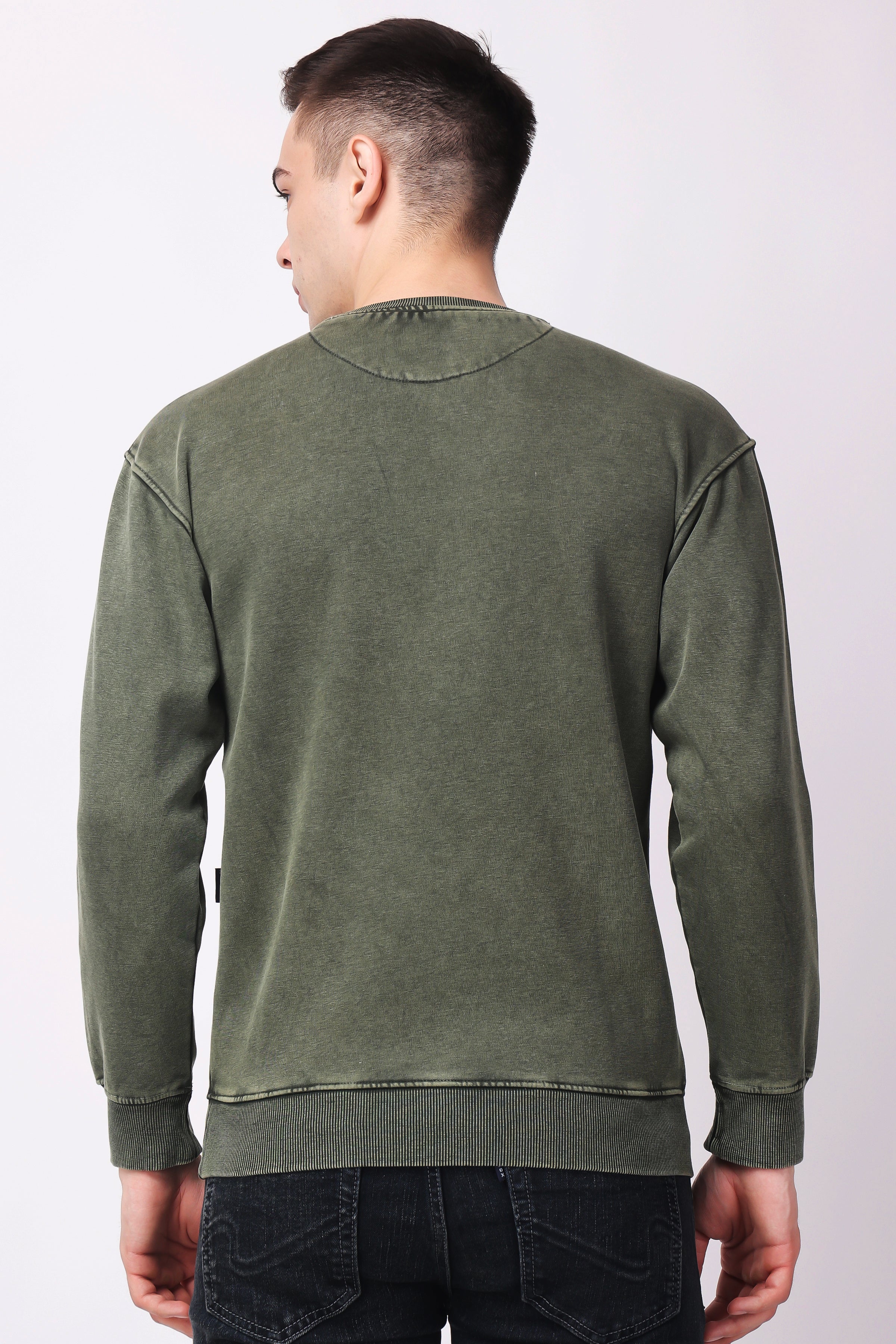 STYLOX ACID WASH Printed CREW NECK SWEATSHIRT - Stylox
