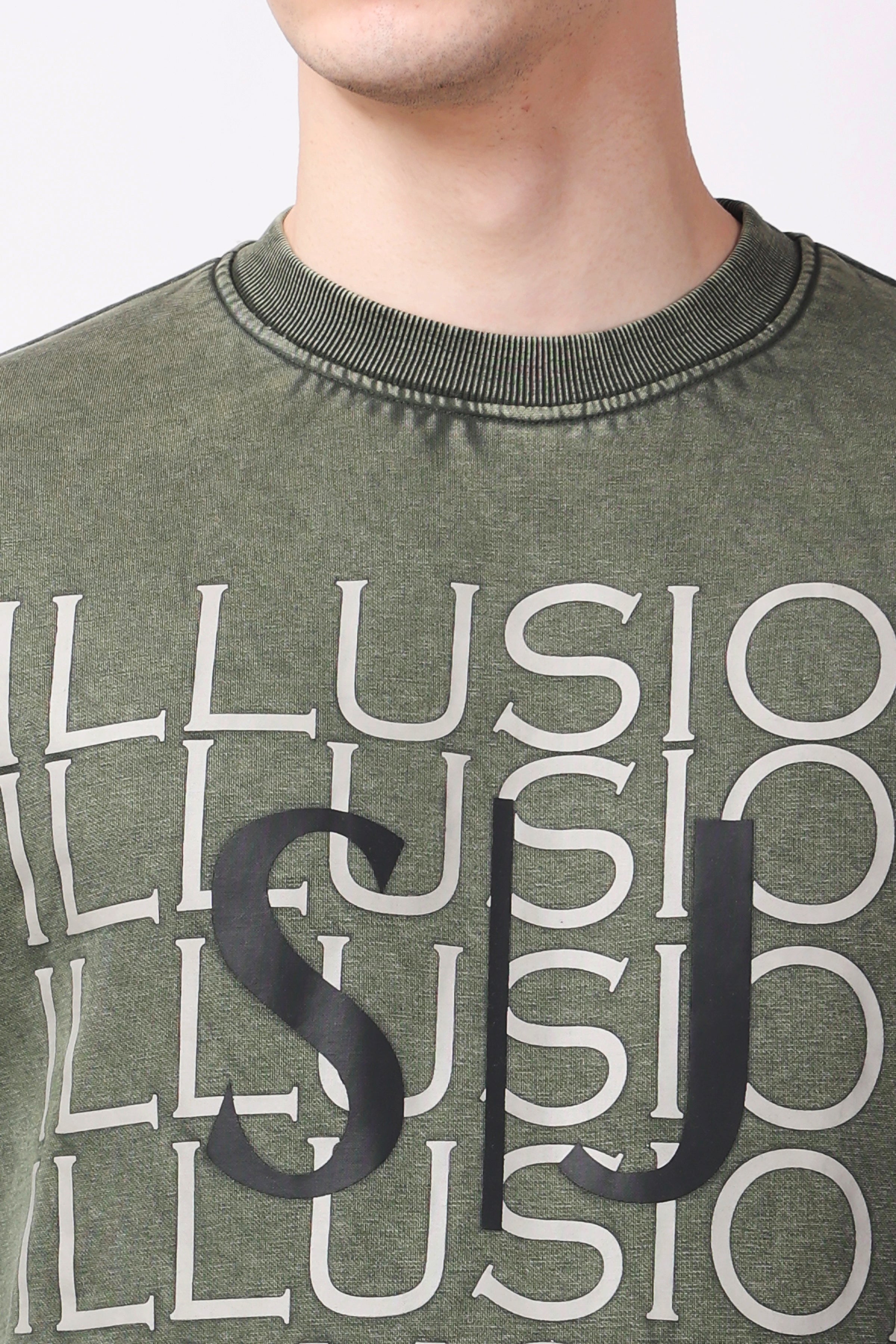 STYLOX ACID WASH Printed CREW NECK SWEATSHIRT - Stylox