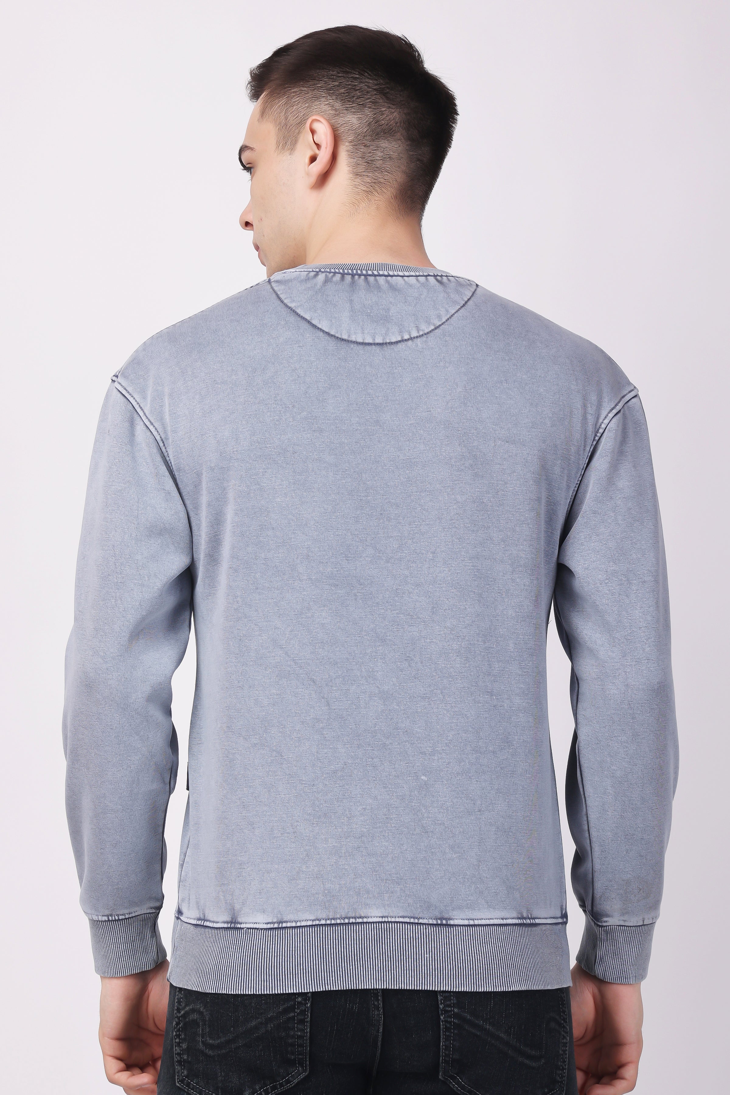STYLOX ACID WASH Printed CREW NECK SWEATSHIRT - Stylox