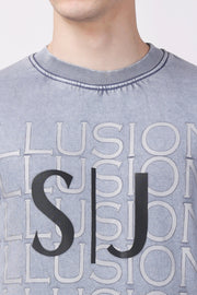 STYLOX ACID WASH Printed CREW NECK SWEATSHIRT