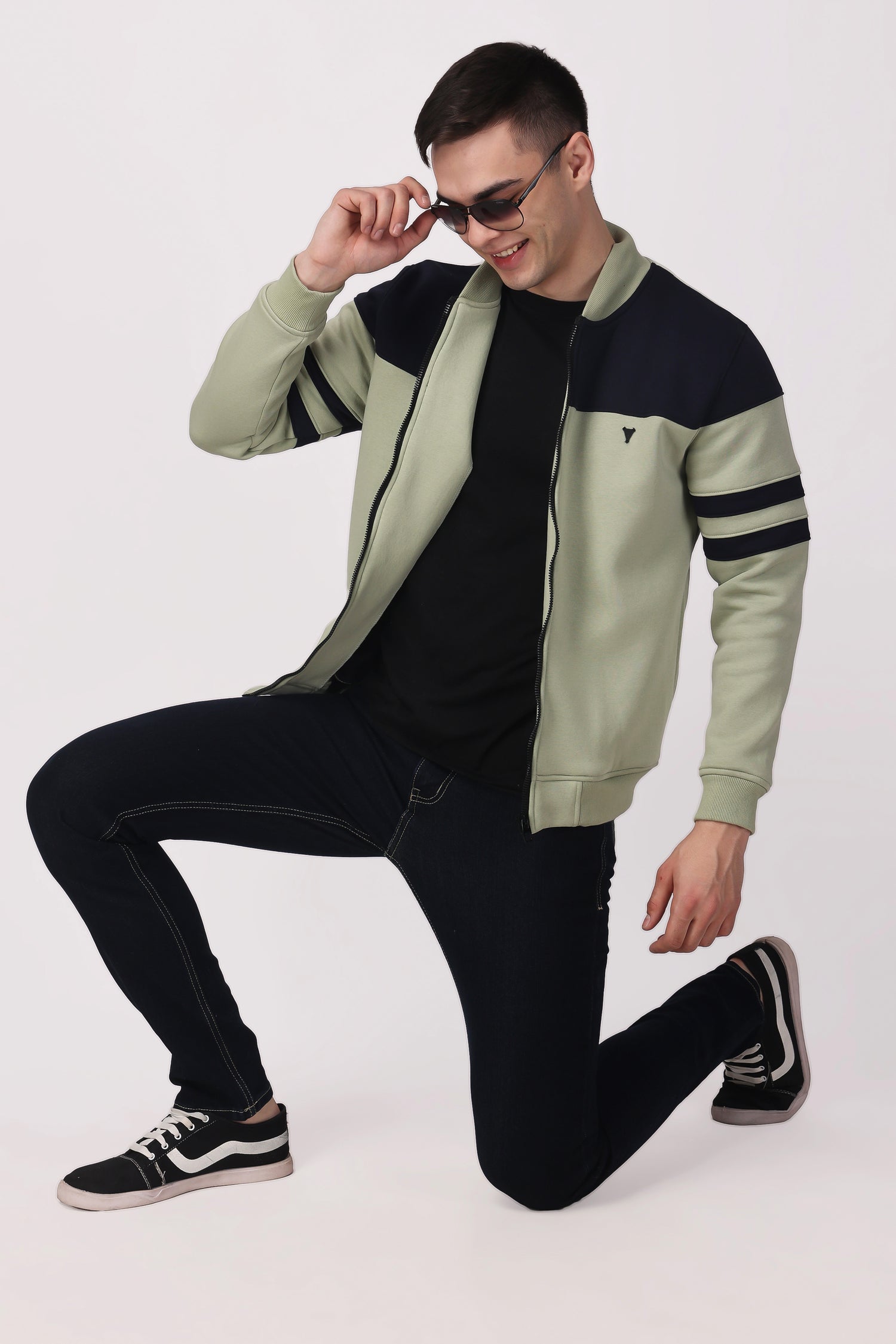 STYLOX CREW NECK SOLID JACKET FOR MEN