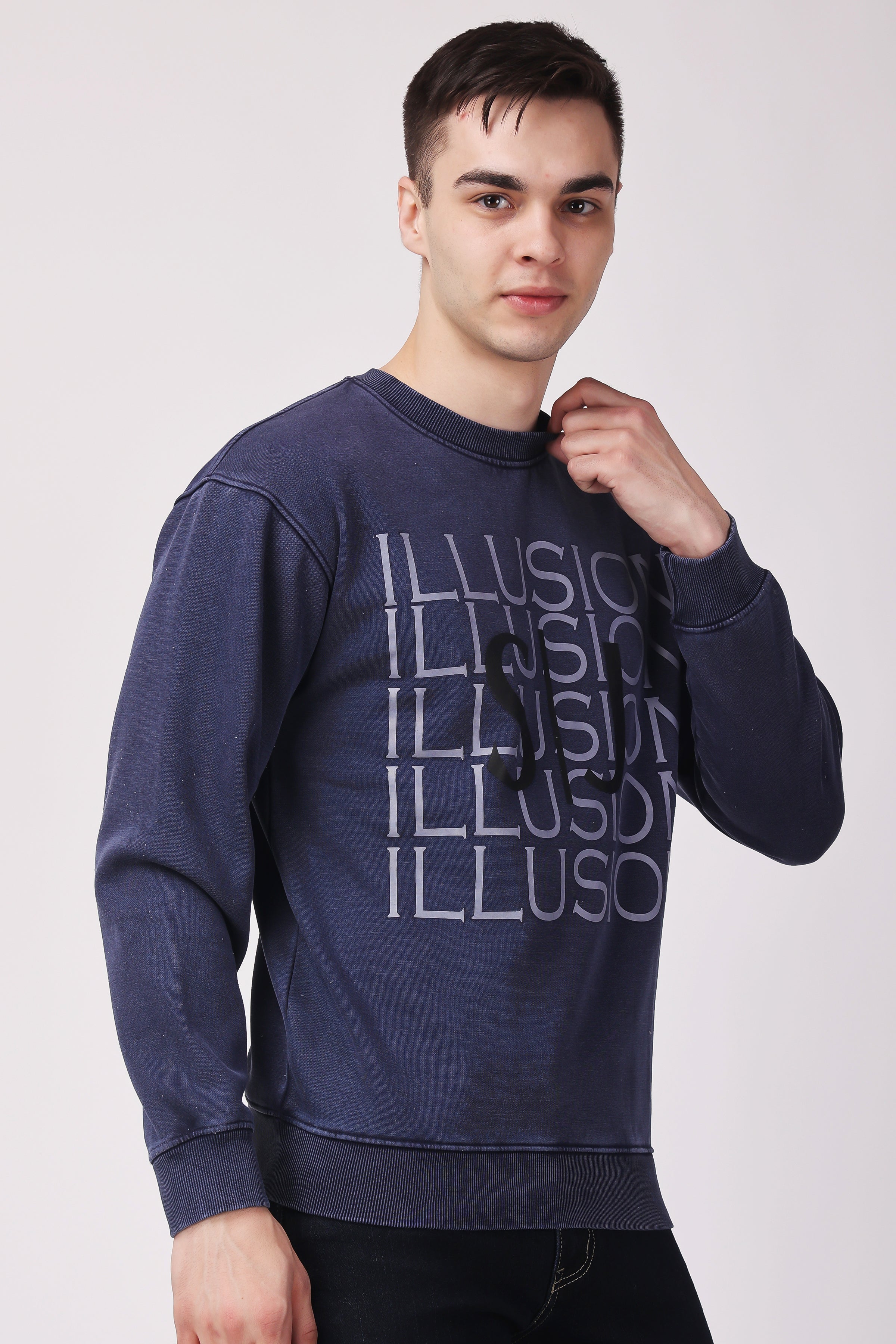 STYLOX ACID WASH Printed CREW NECK SWEATSHIRT - Stylox