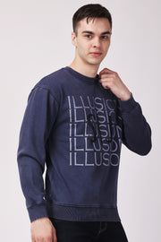 STYLOX ACID WASH Printed CREW NECK SWEATSHIRT