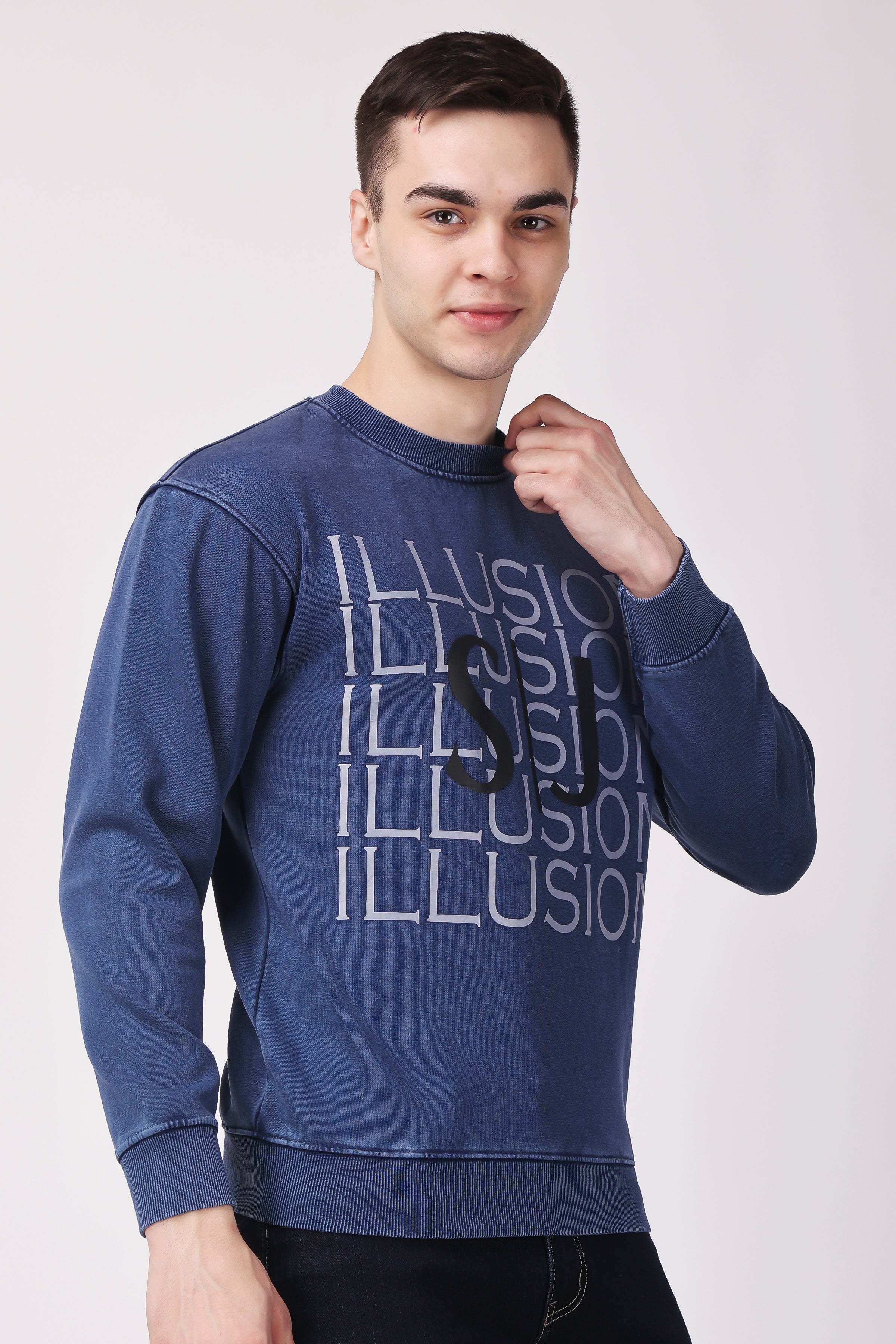 STYLOX ACID WASH Printed CREW NECK SWEATSHIRT - Stylox