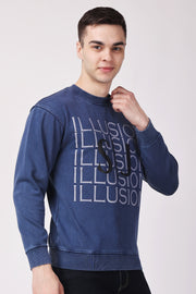 STYLOX ACID WASH Printed CREW NECK SWEATSHIRT