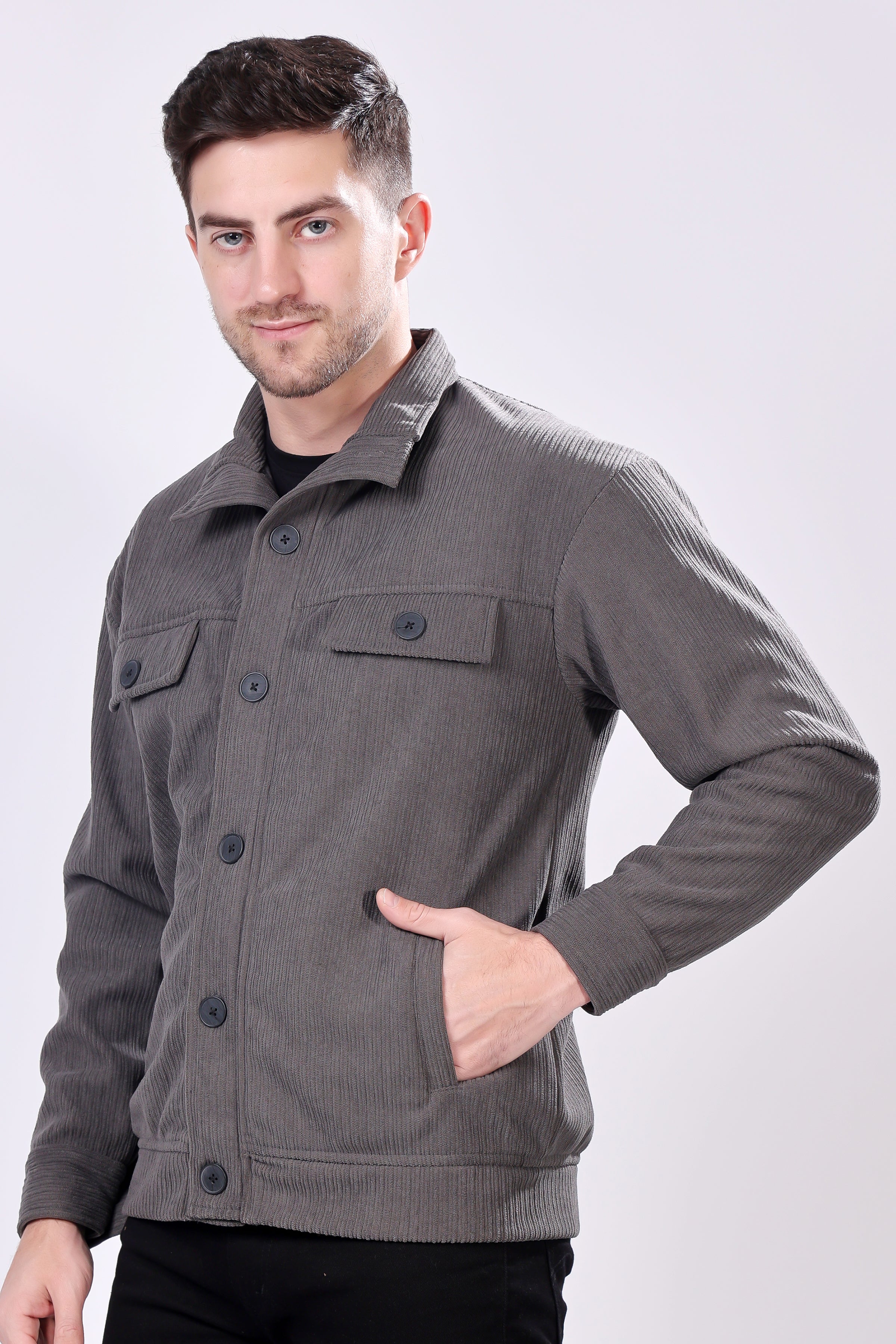 STYLOX Men's Solid Fullsleeve Fleece Shacket - Stylox